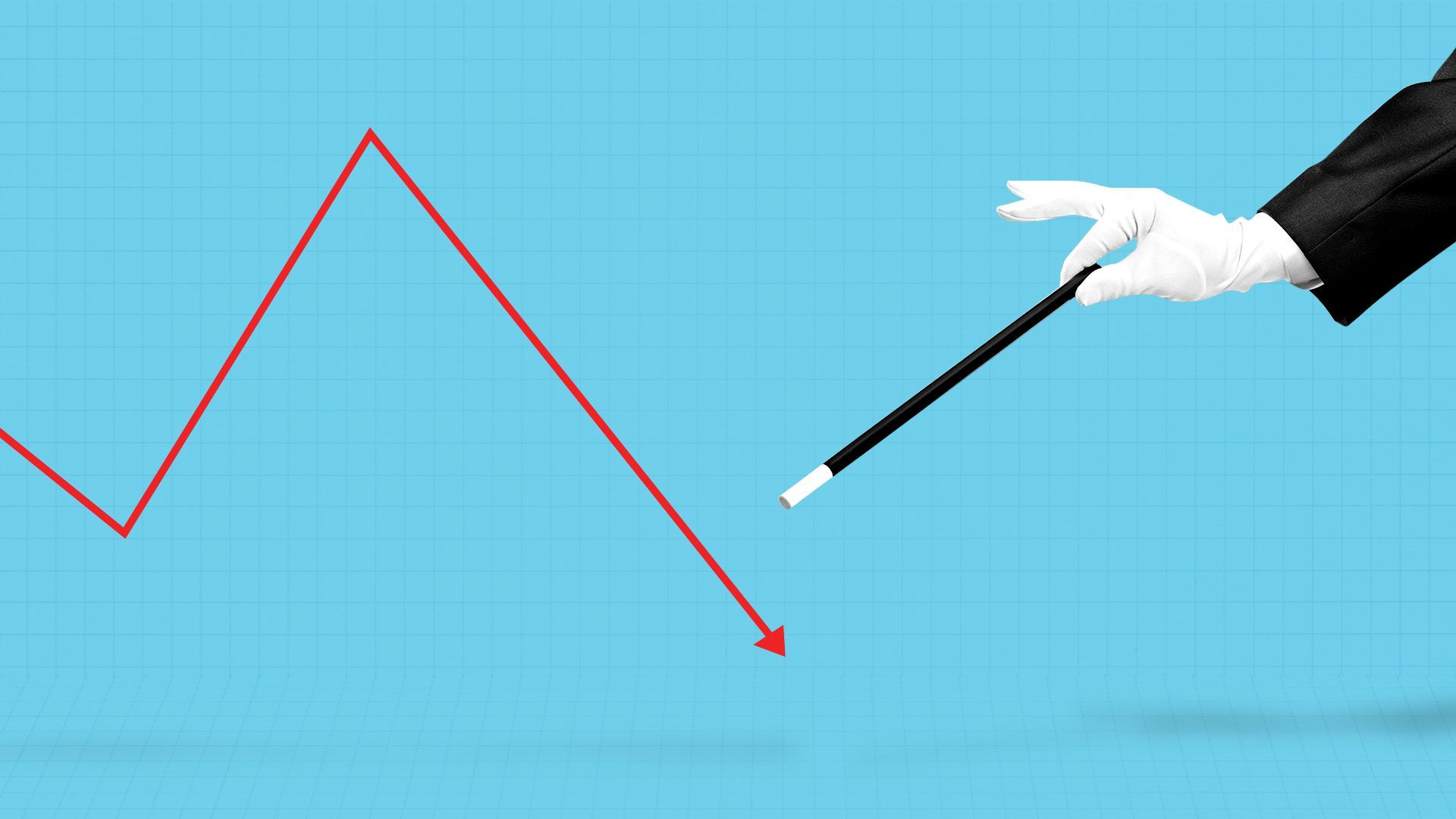 Illustration of a wand and a line graph
