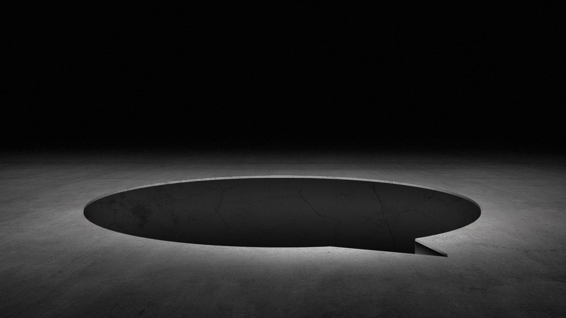 Illustration of a hole in the shape of a speech bubble.