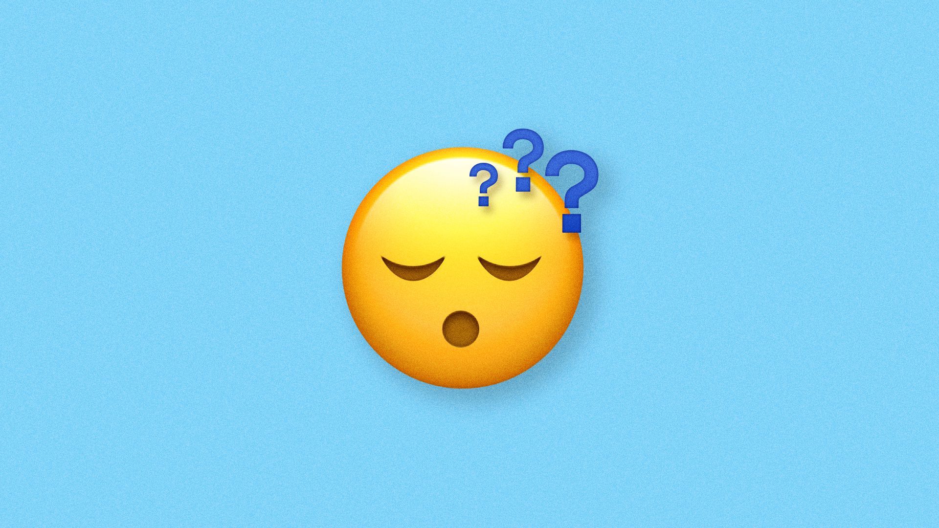 Illustration of a sleeping emojis, but the zzz's are replaced with question marks. 