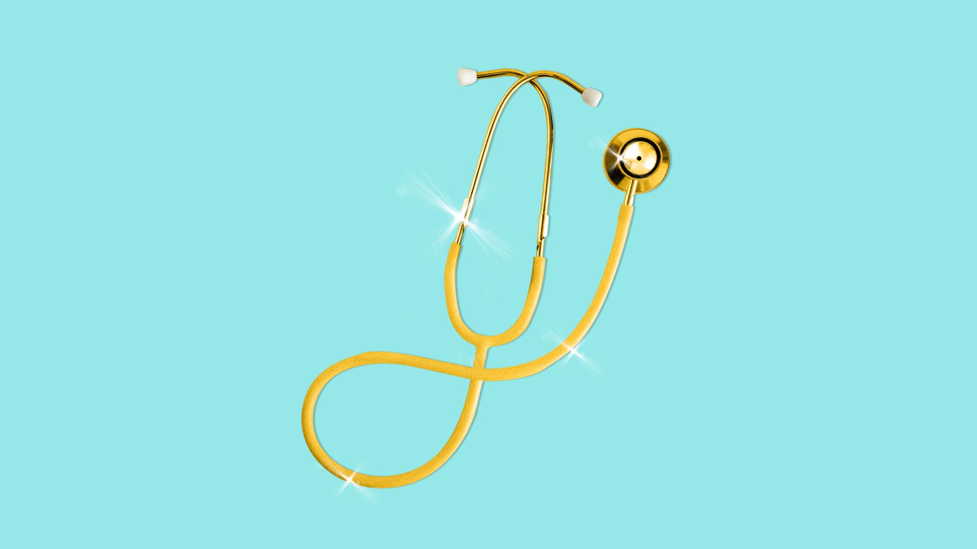Illustration of a golden stethoscope.