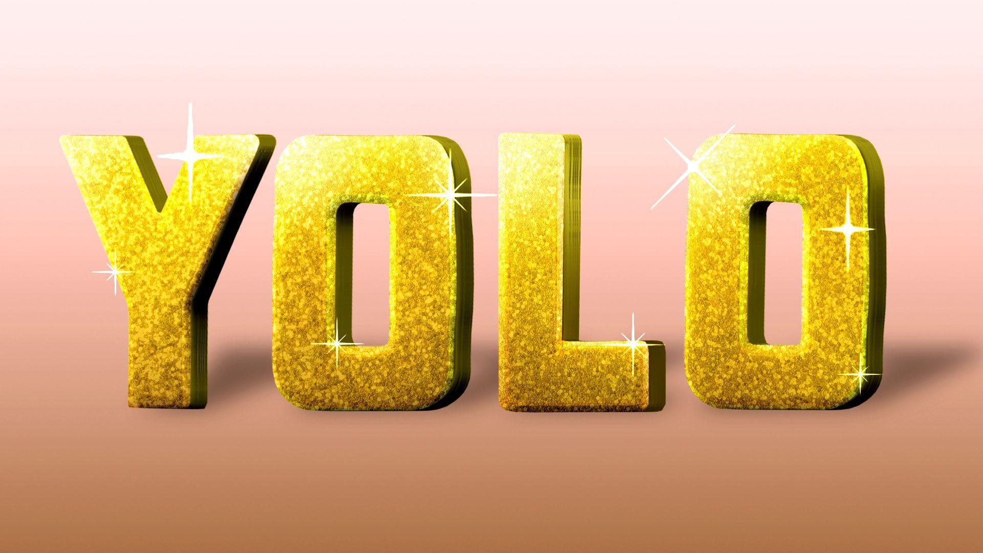 Illustration of the letters YOLO made from shining gold