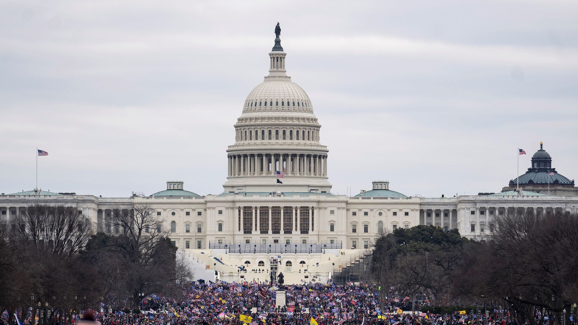 Supporters of U.S. President Donald Trump gather in front of the U.S. Capitol building in Washington, D.C.