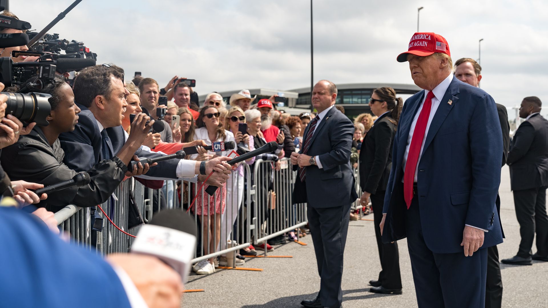 Trump talking to press