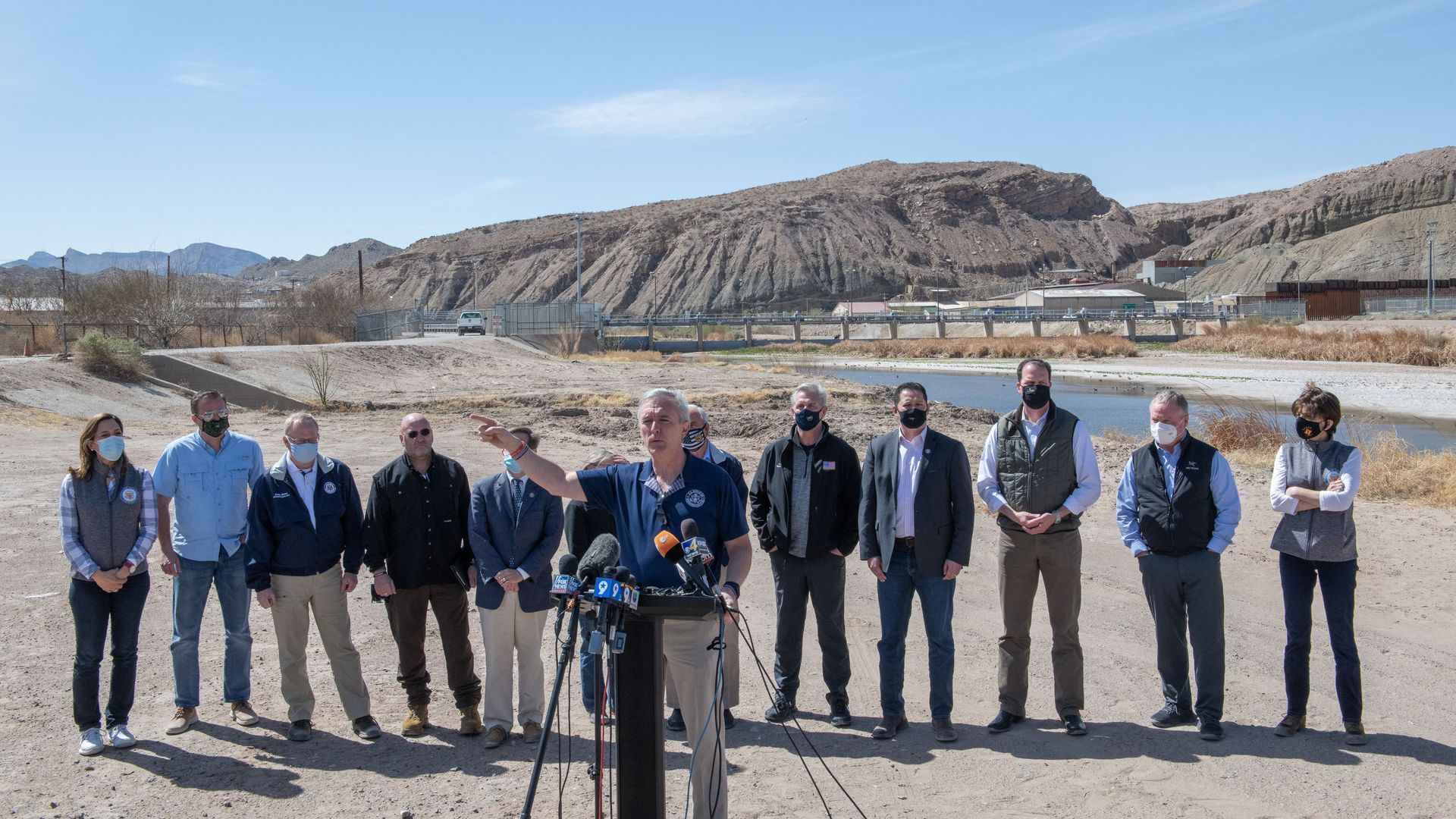 US Representative John Katko (R-NY) addresses the press during the congressional border delegation visit to El Paso, Texas