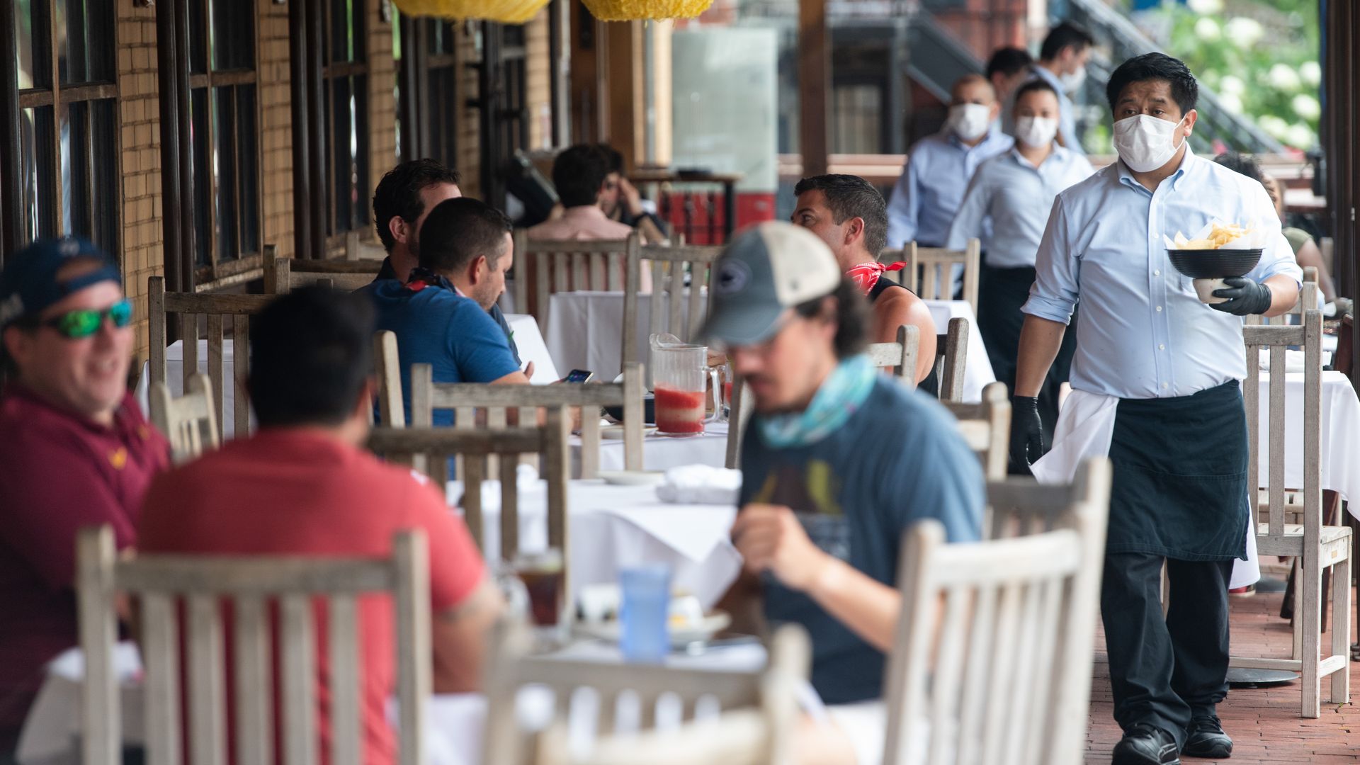 Patrons eat at a D.C. restaurant.