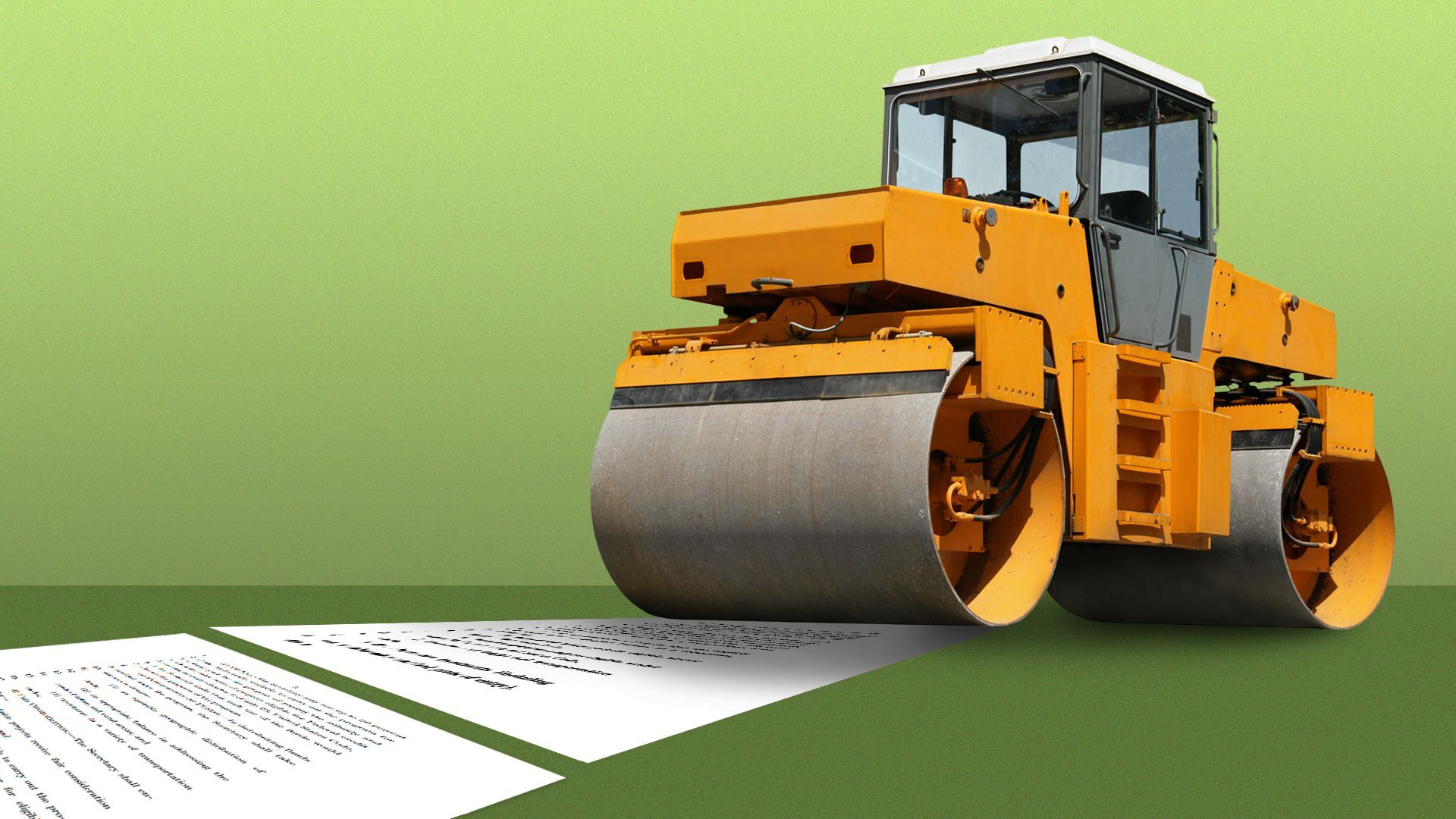 Illustration of a steamroller about to flatten legislation.
