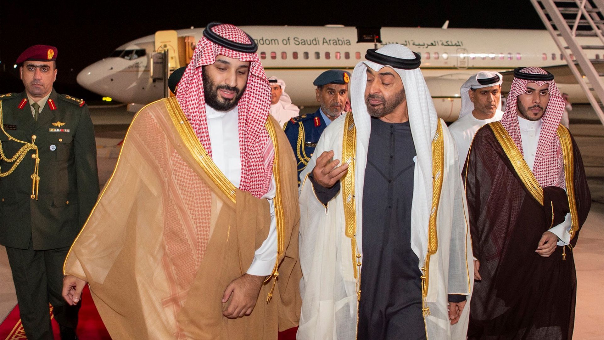 Saudi Crown Prince Mohammed bin Salman (L) with Crown Prince of Abu Dhabi Mohammed bin Zayed (R)