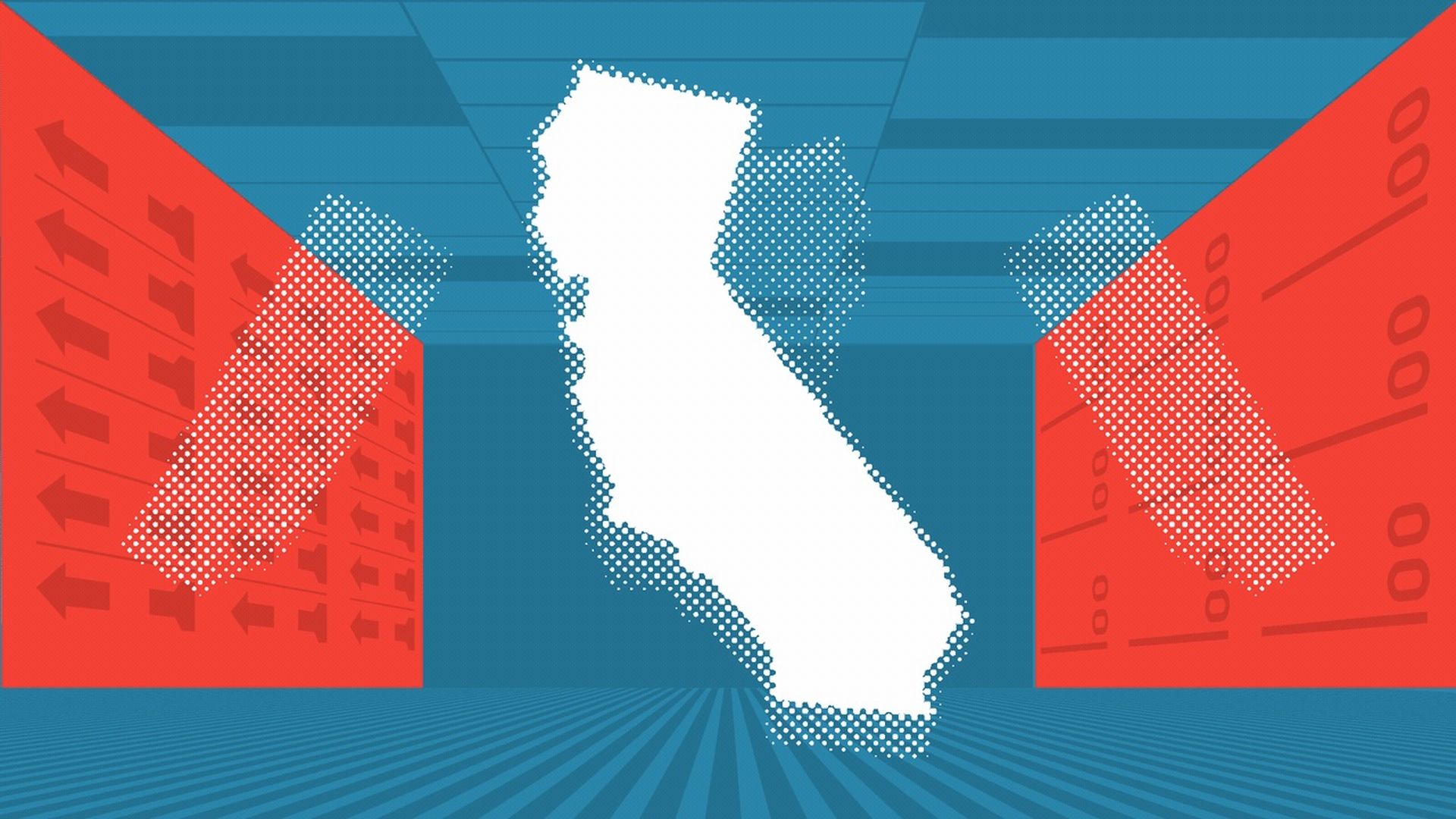 Animated illustration of the state of California revolving to reveal a checkmark.
