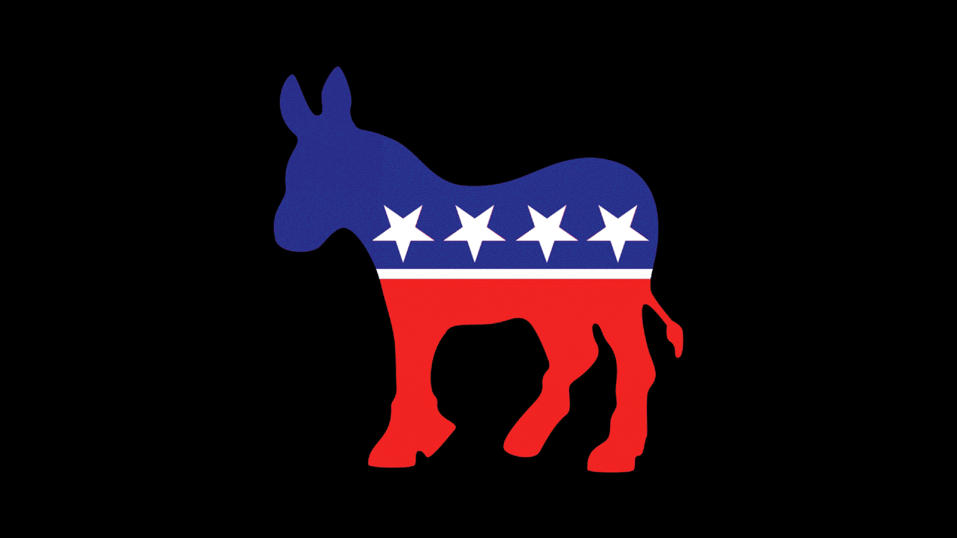 Animated illustration of a Democratic Party donkey changing colors