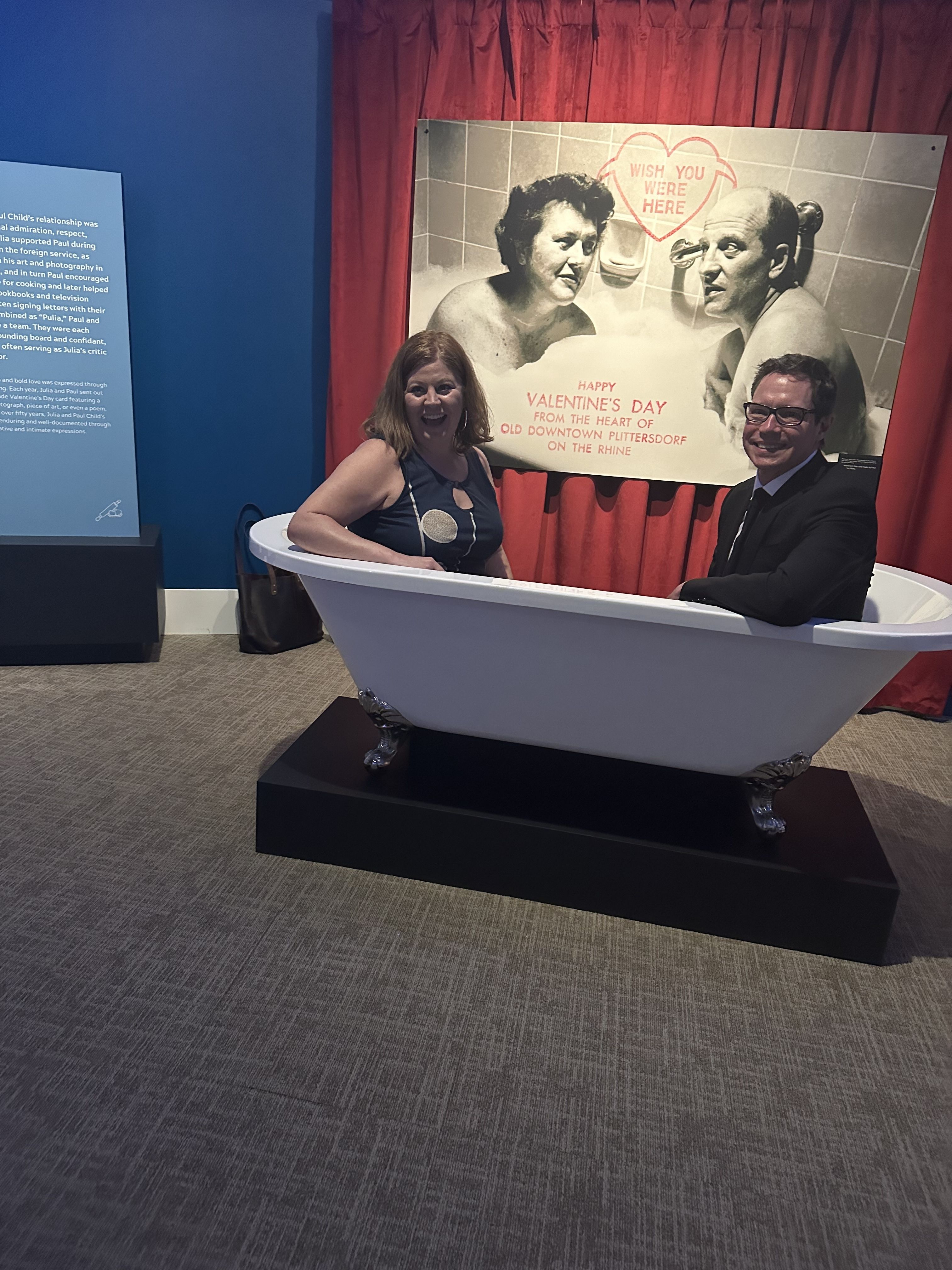 Karri and chef David Shannon in a bathub 