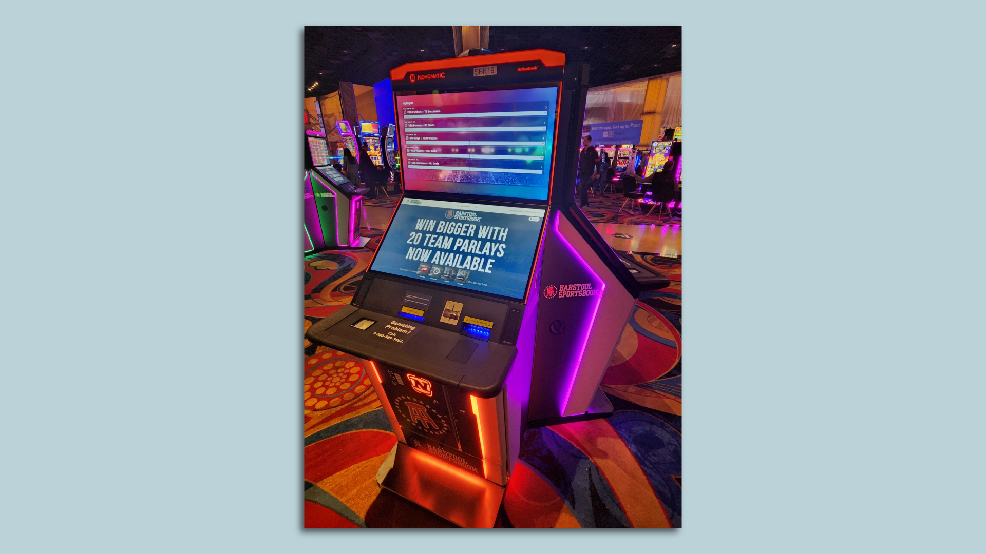 A sports betting kiosk in a casino.