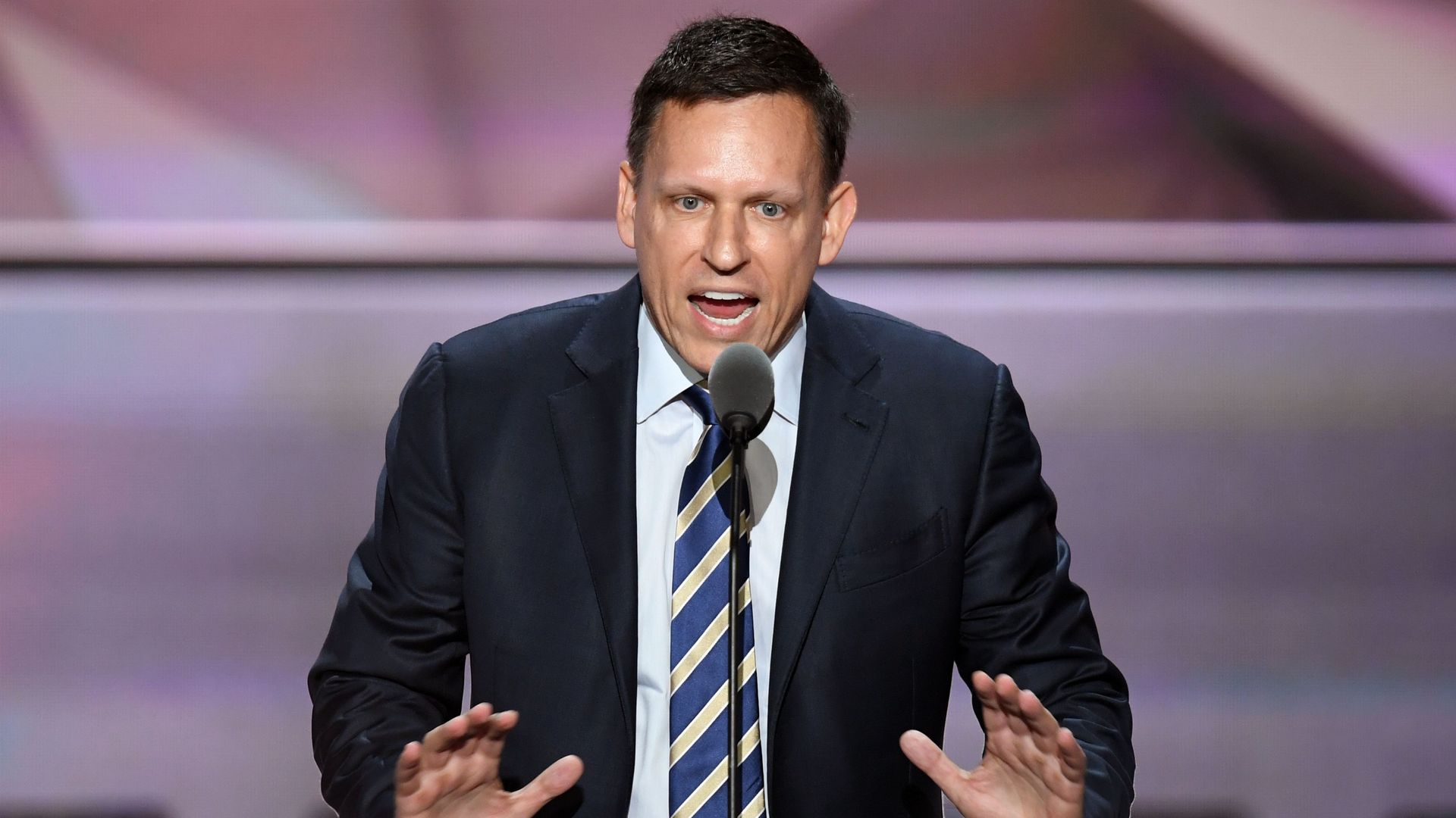 PayPal co-founder Peter Thiel speaks on the last day of the Republican National Convention on July 21, 2016, in Cleveland, Ohio.