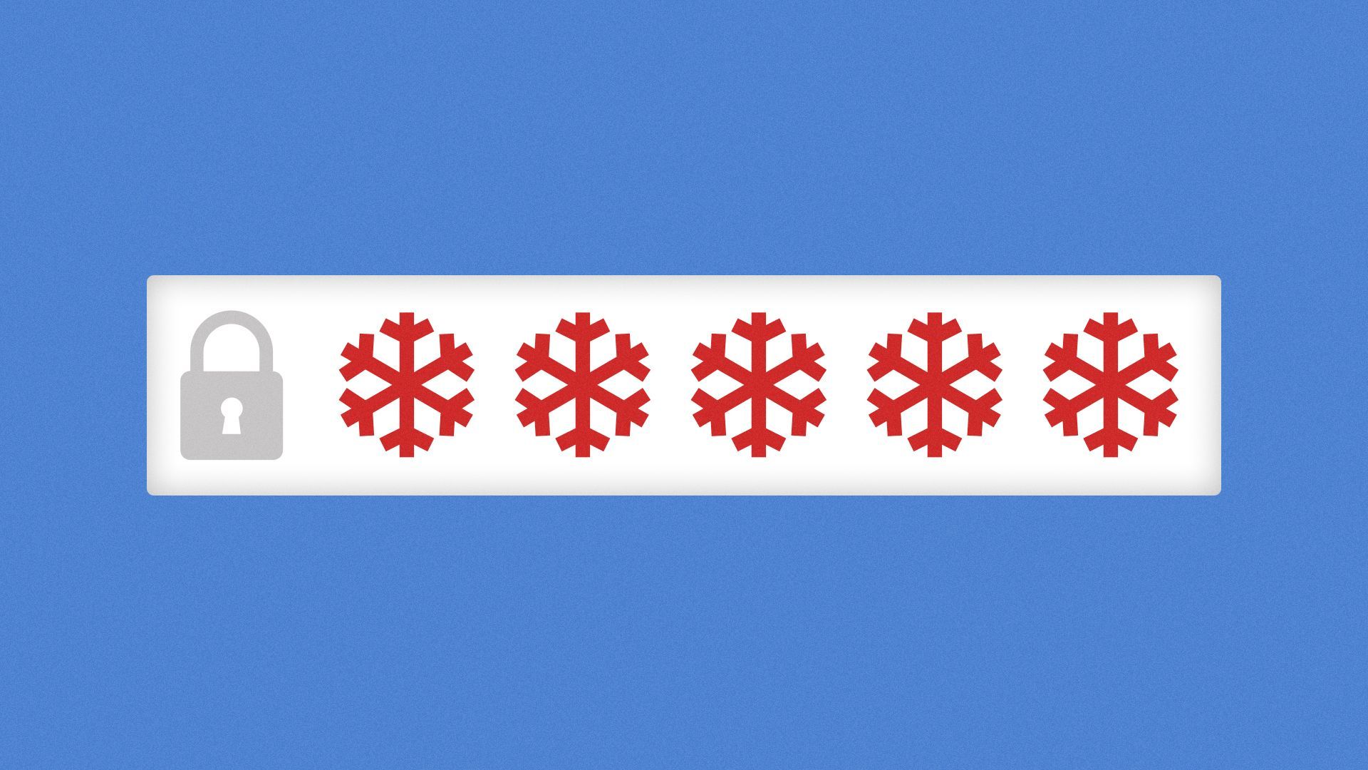 Illustration of a password formed from snowflake symbols instead of asterisks.