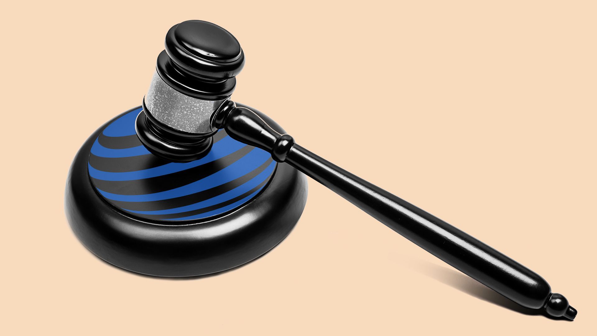 An illustration of a gavel and the AT&T logo