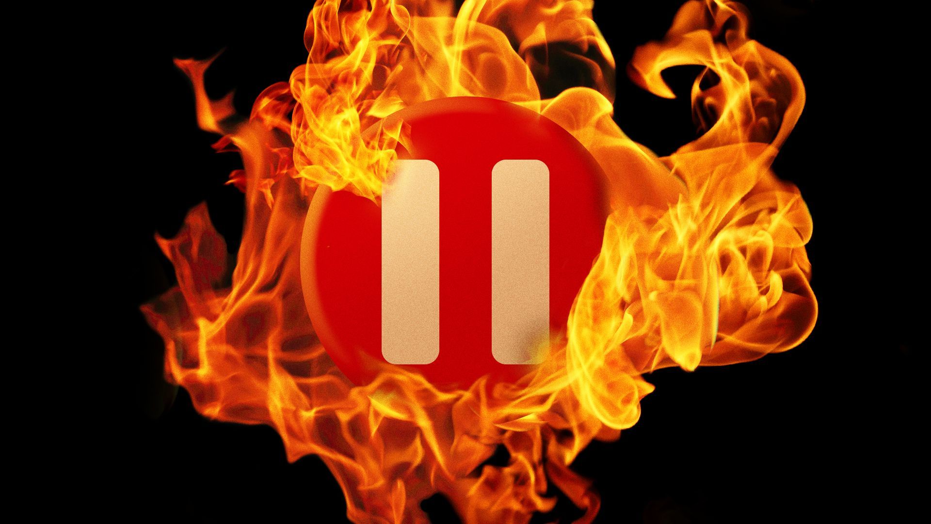Illustration of a pause button on fire.