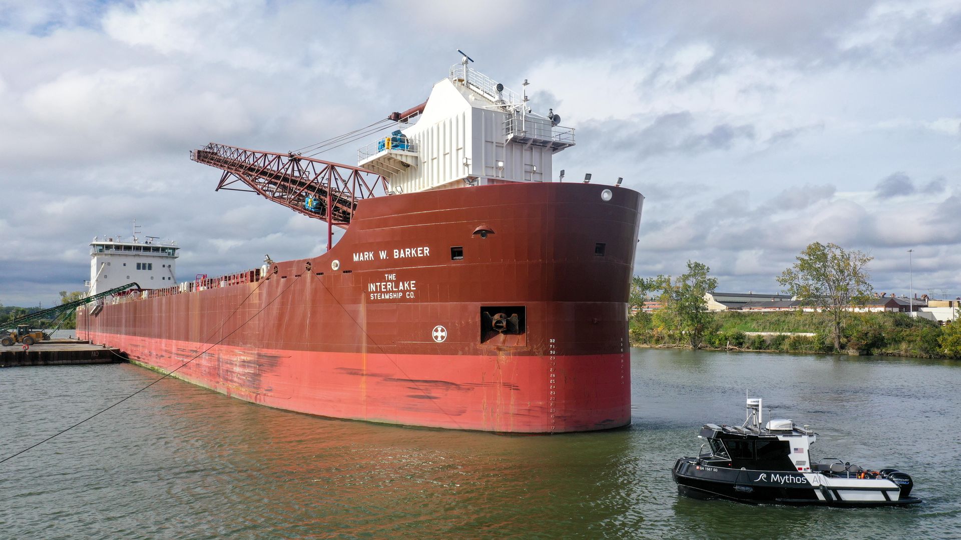 Archie, Mythos AI's autonomous vessel, at the Port of Monroe. 