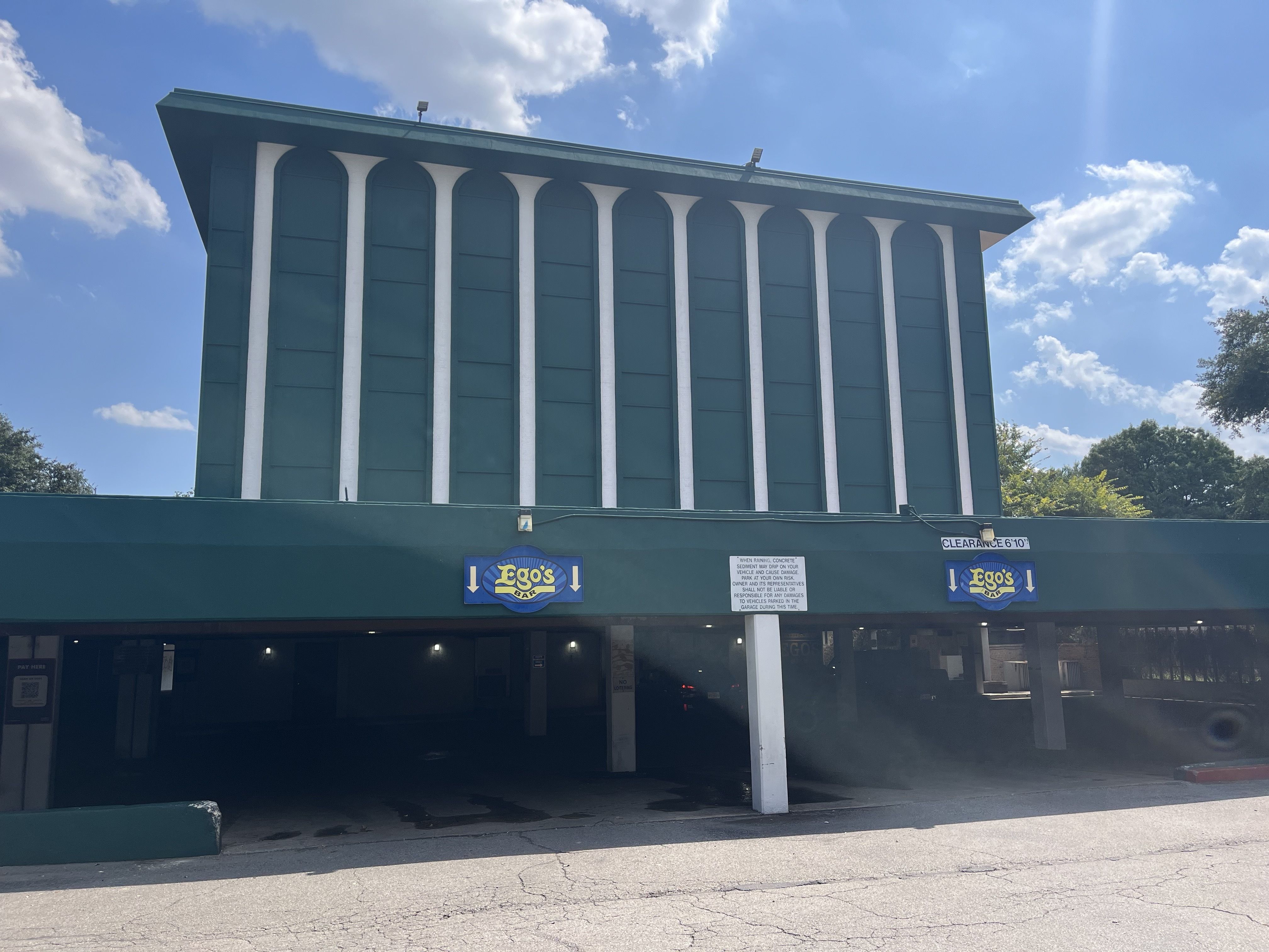 Signs marking the entrance to Ego's.