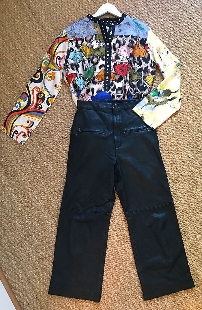 leather pants blouse