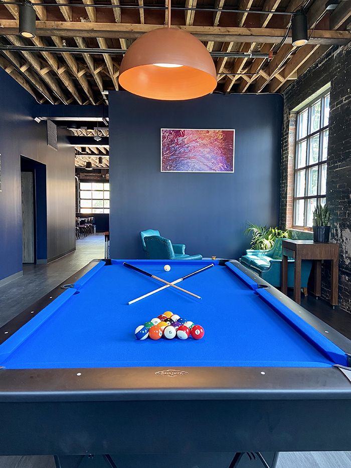 Pool table in Humbug's lounge area. 