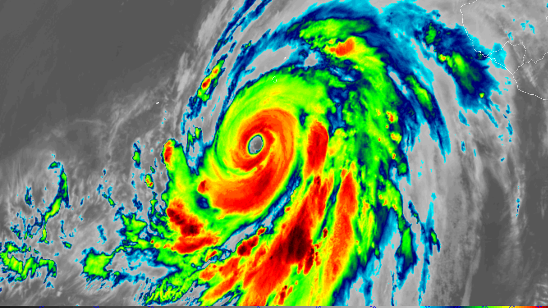 Satellite image of Category 4 Hurricane Hilary on Aug. 18.