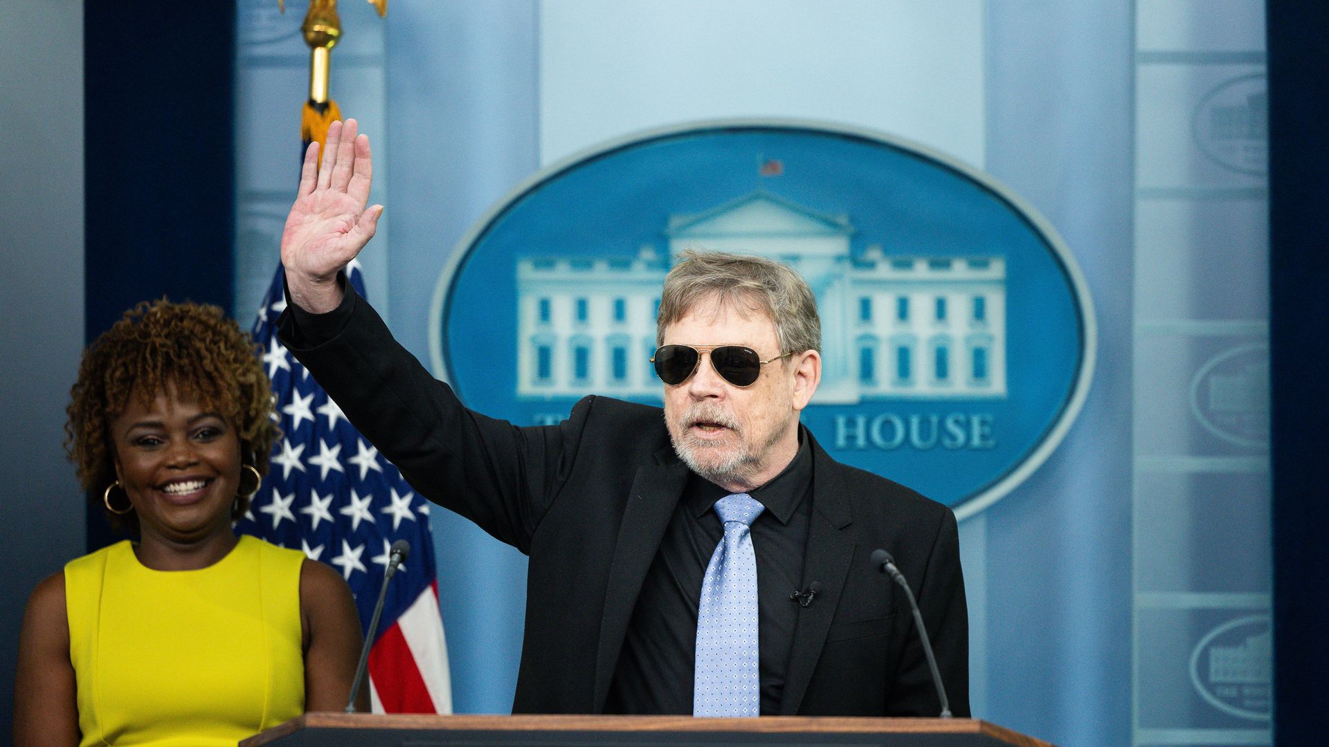 Karine Jean-Pierre, White House press secretary and actor Mark Hamill 