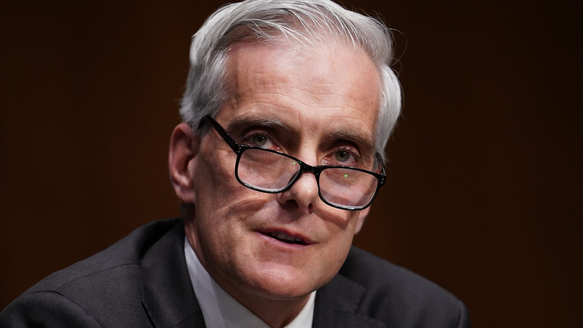 Denis McDonough, U.S. secretary of Veterans Affairs (VA) nominee for U.S. President Joe Biden, speaks during a Senate Veterans' Affairs Committee confirmation hearing