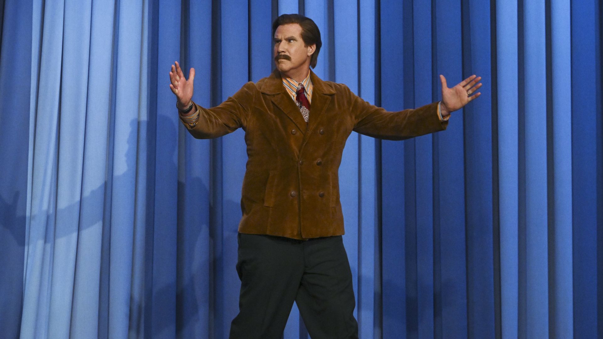 Ron Burgundy makes an appearance onstage. 