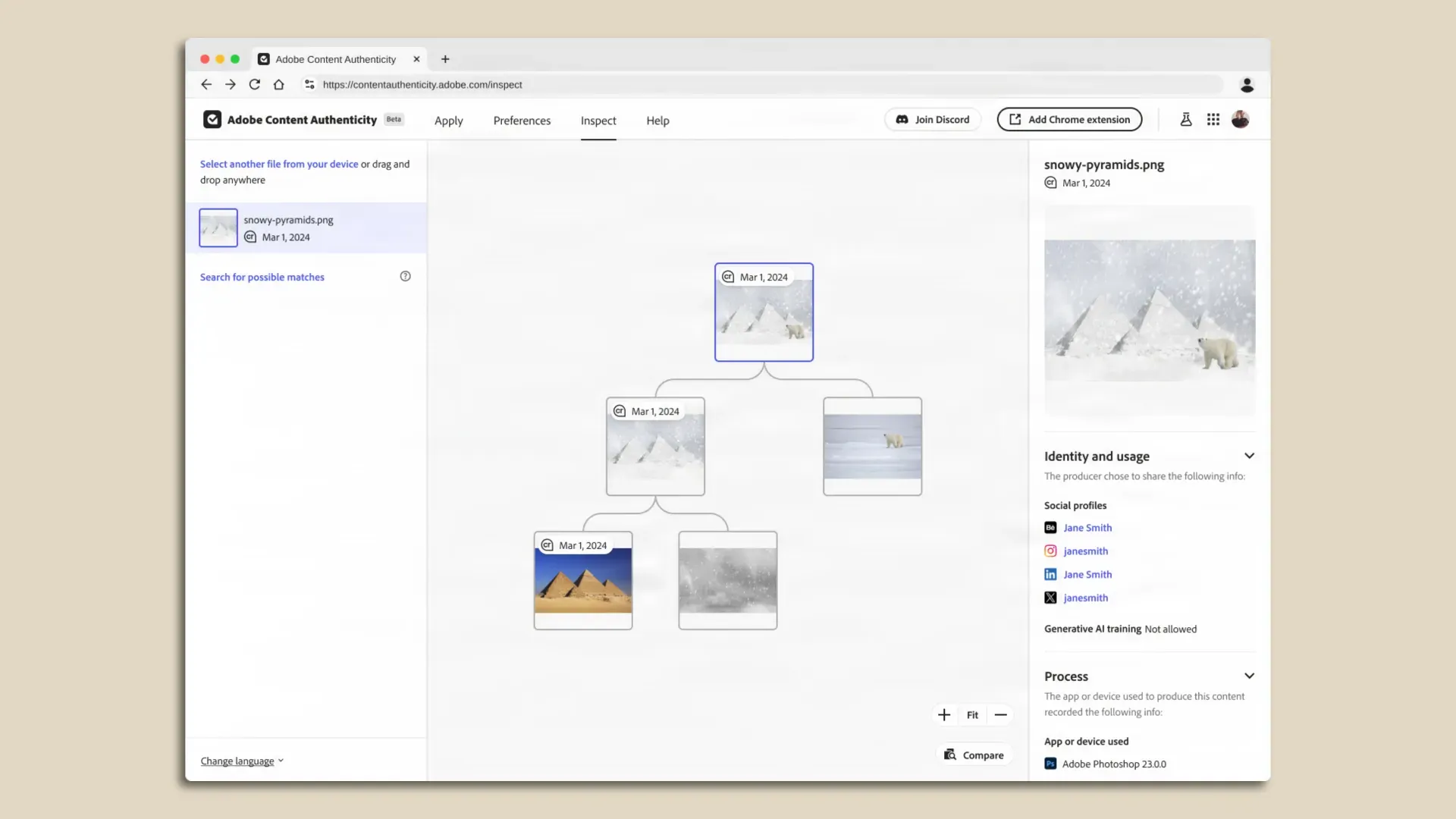 A screenshot of Adobe's Content Authenticity Web App that allows creators to digitally sign their work.