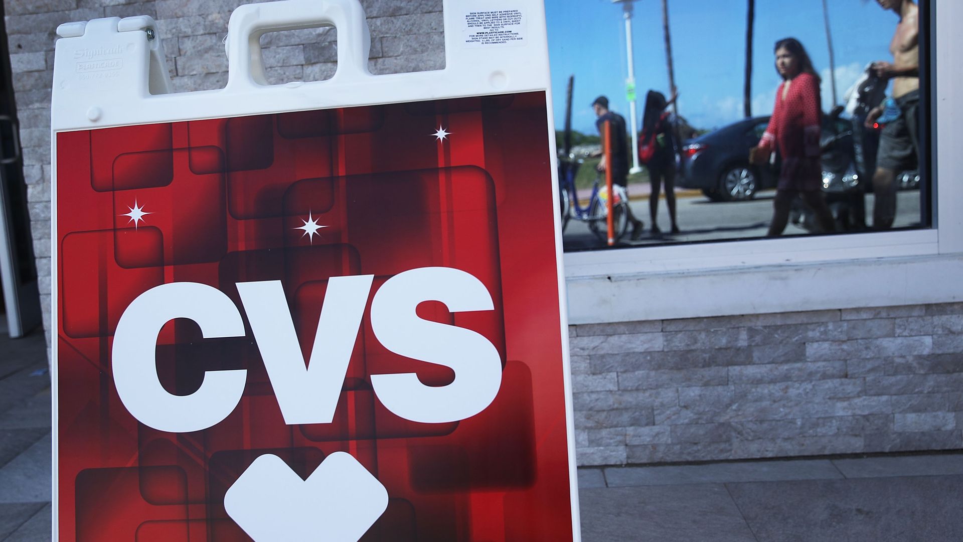 A CVS sign outside one of its pharmacies.