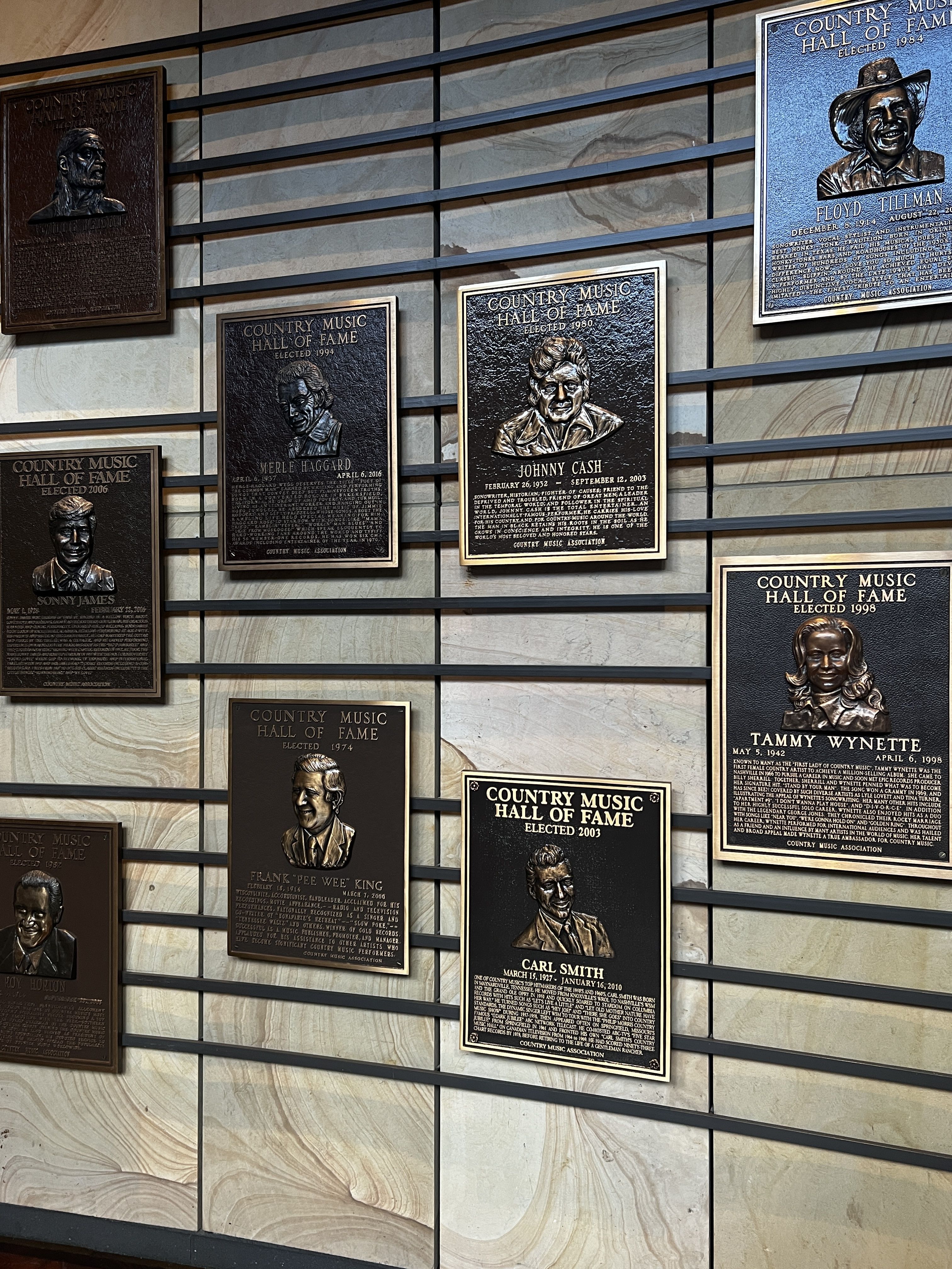 Plaques at the Country Music Hall of Fame.