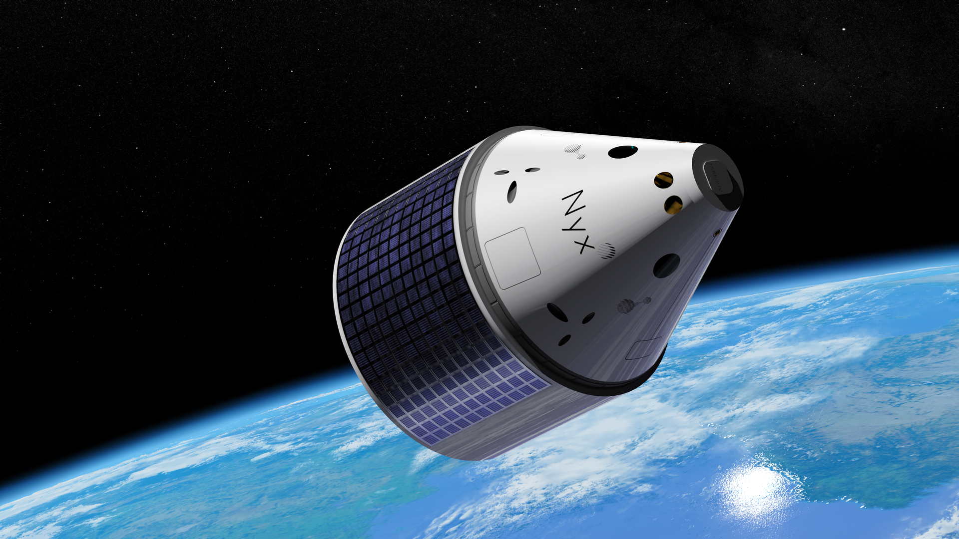 A rendering of an Exploration Company space capsule orbiting Earth.
