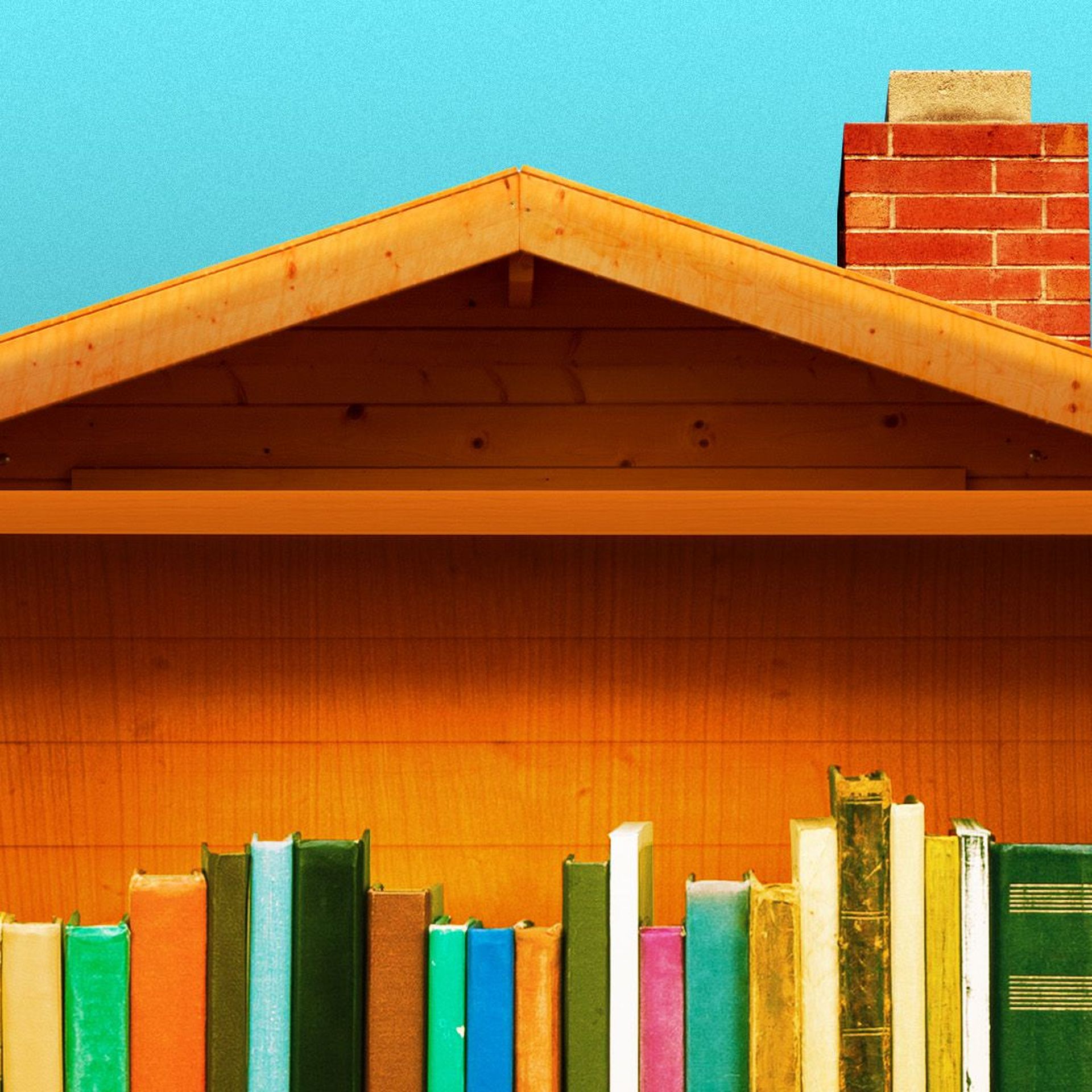 Illustration of a house-shaped bookcase