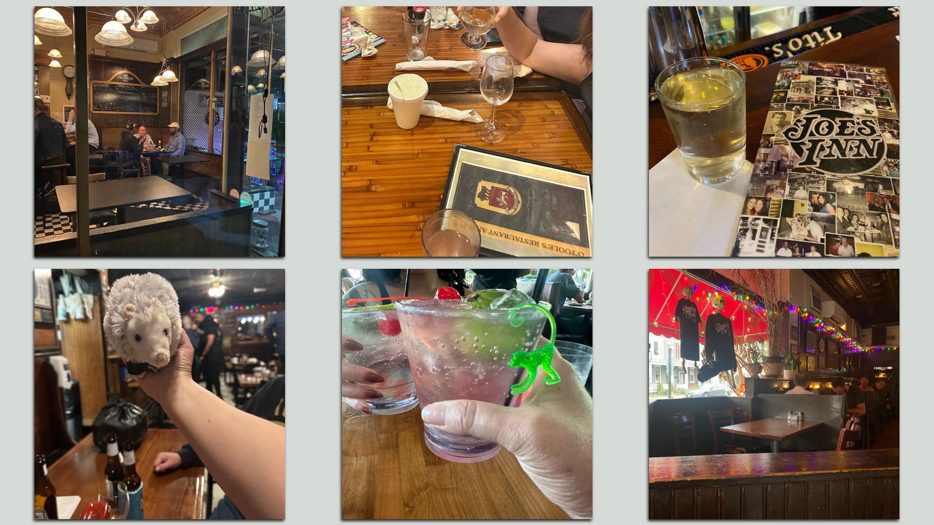 six images from Richmond bars showing lots of drinks and chill vibes 