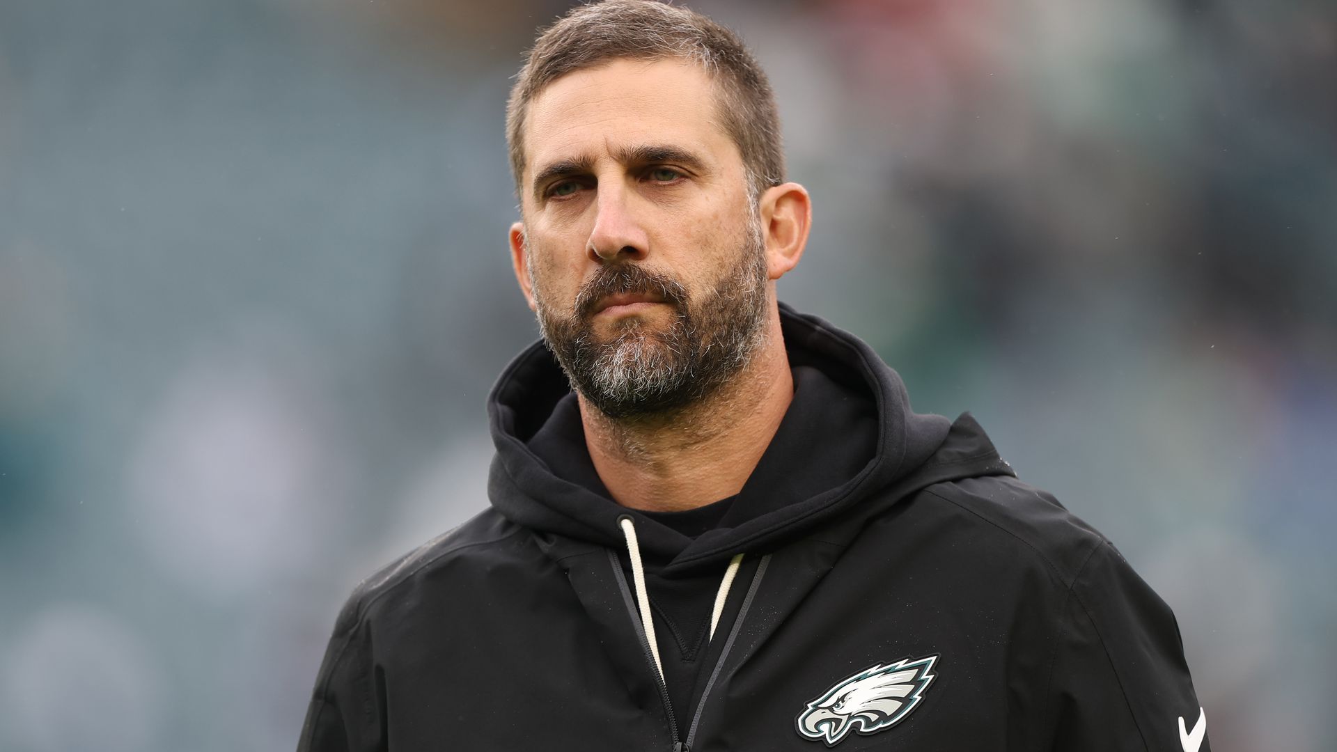 Eagles head coach Nick Sirianni looks on before his team's eventual loss to the Rams.