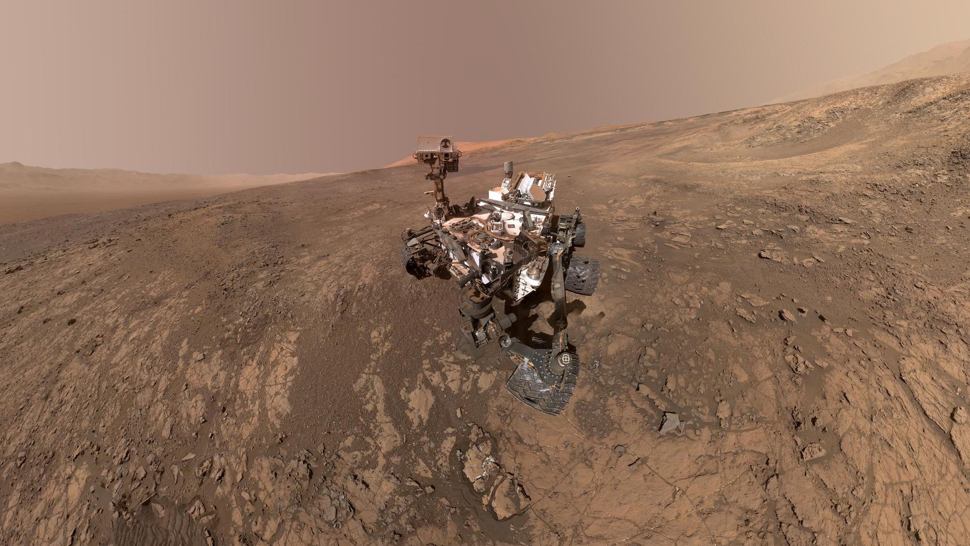 A selfie taken by the Curiosity rover on Mars