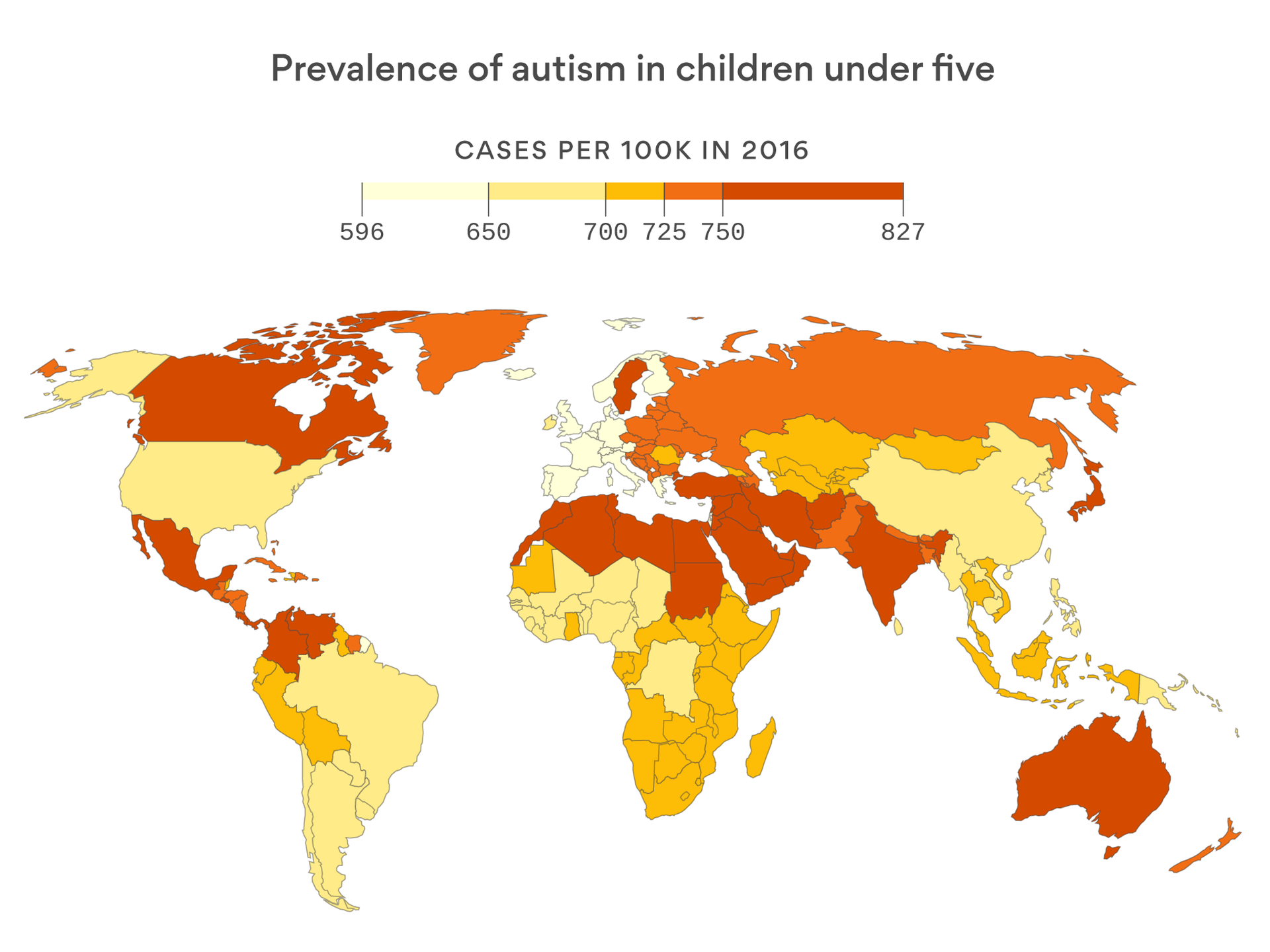What countries have the highest rate of autism?
