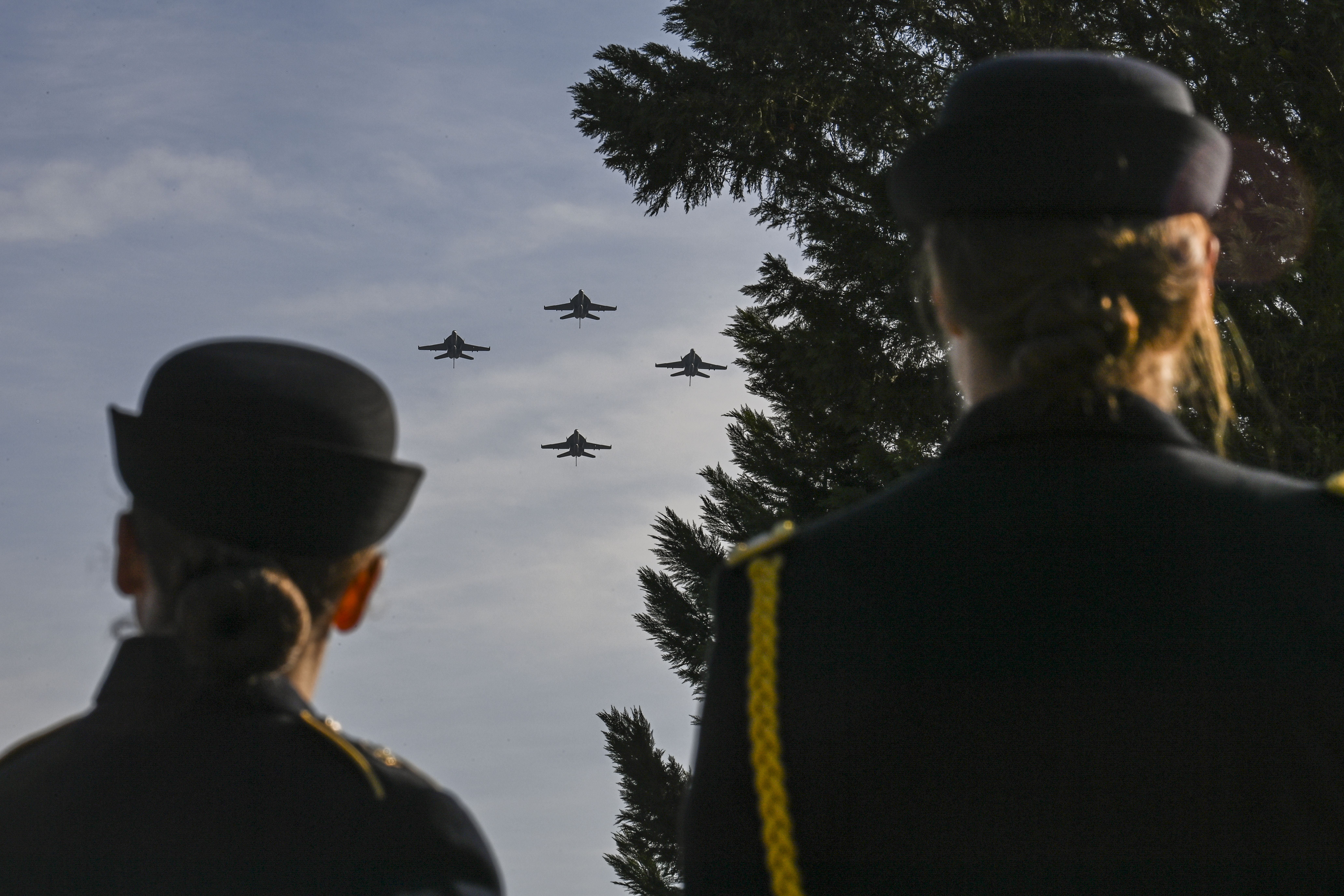 A joint service flyover honoring the centennial anniversary of the Tomb of the Unknown Soldier at Arlington National Cemetery  on Nov. 11, 2021.