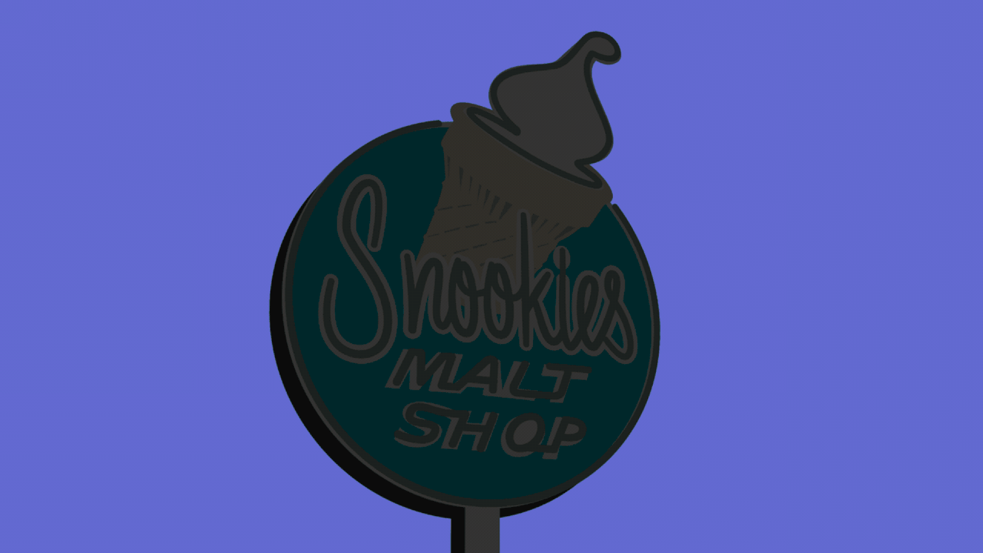Illustration of the Snookie's sign in Des Moines.