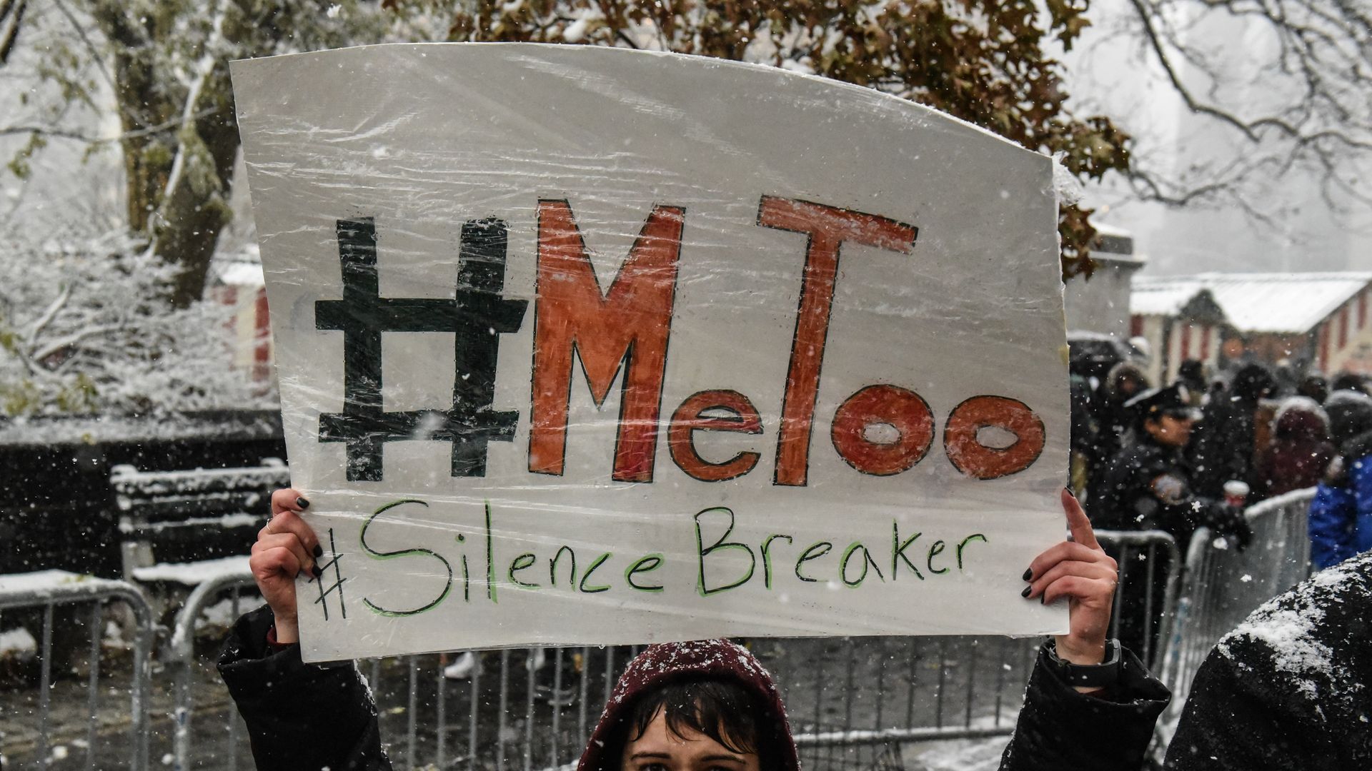 Person holds up #MeToo sign at NYC rally