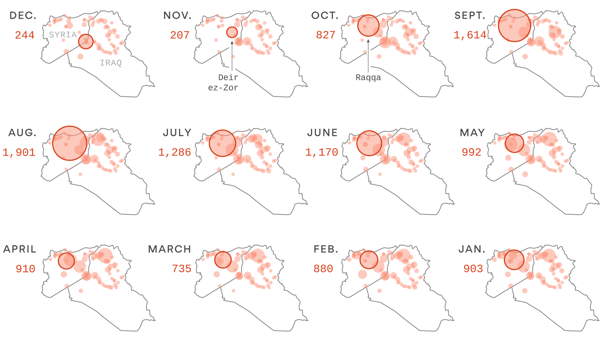 Where the U.S. is bombing ISIS in Iraq and Syria
