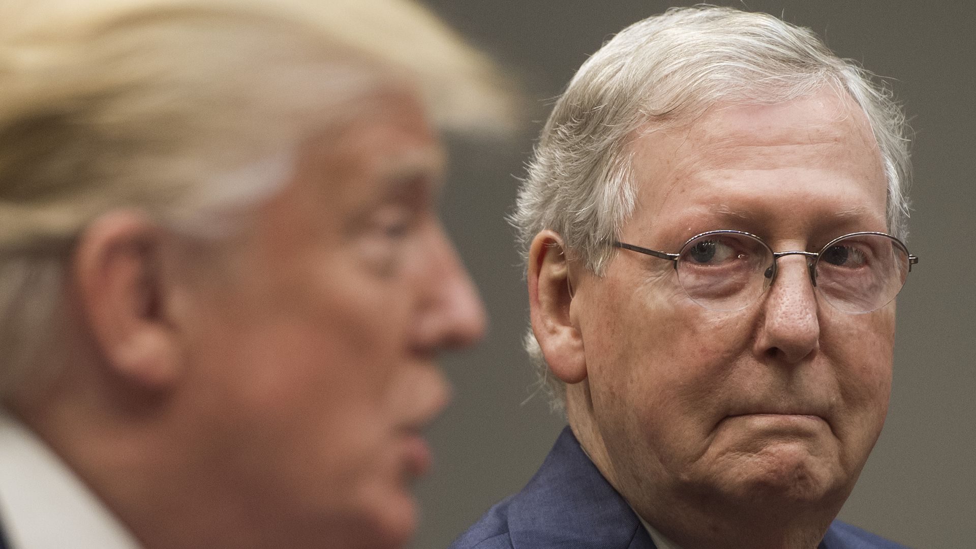 President Donald Trump speaks alongside Senate Majority Leader Mitch McConnell (R), as they hold a meeting about tax reform in the Roosevelt Room of the White House in Washington, DC, September 5, 2017.
