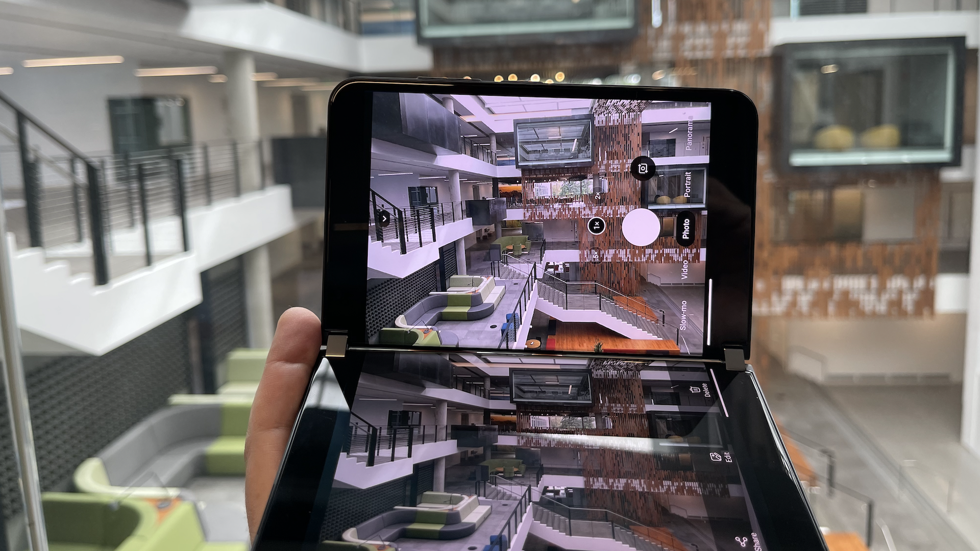 The revamped camera app on the Microsoft Surface Duo 2