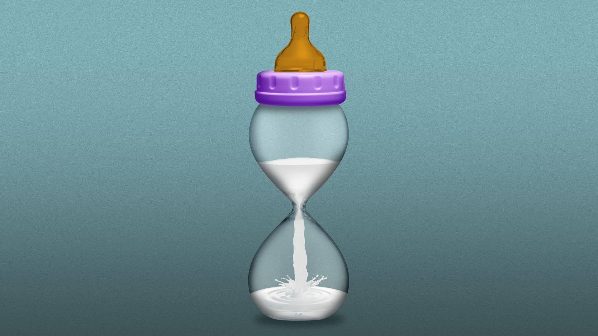 Illustration of a baby bottle in the shape of an hour glass