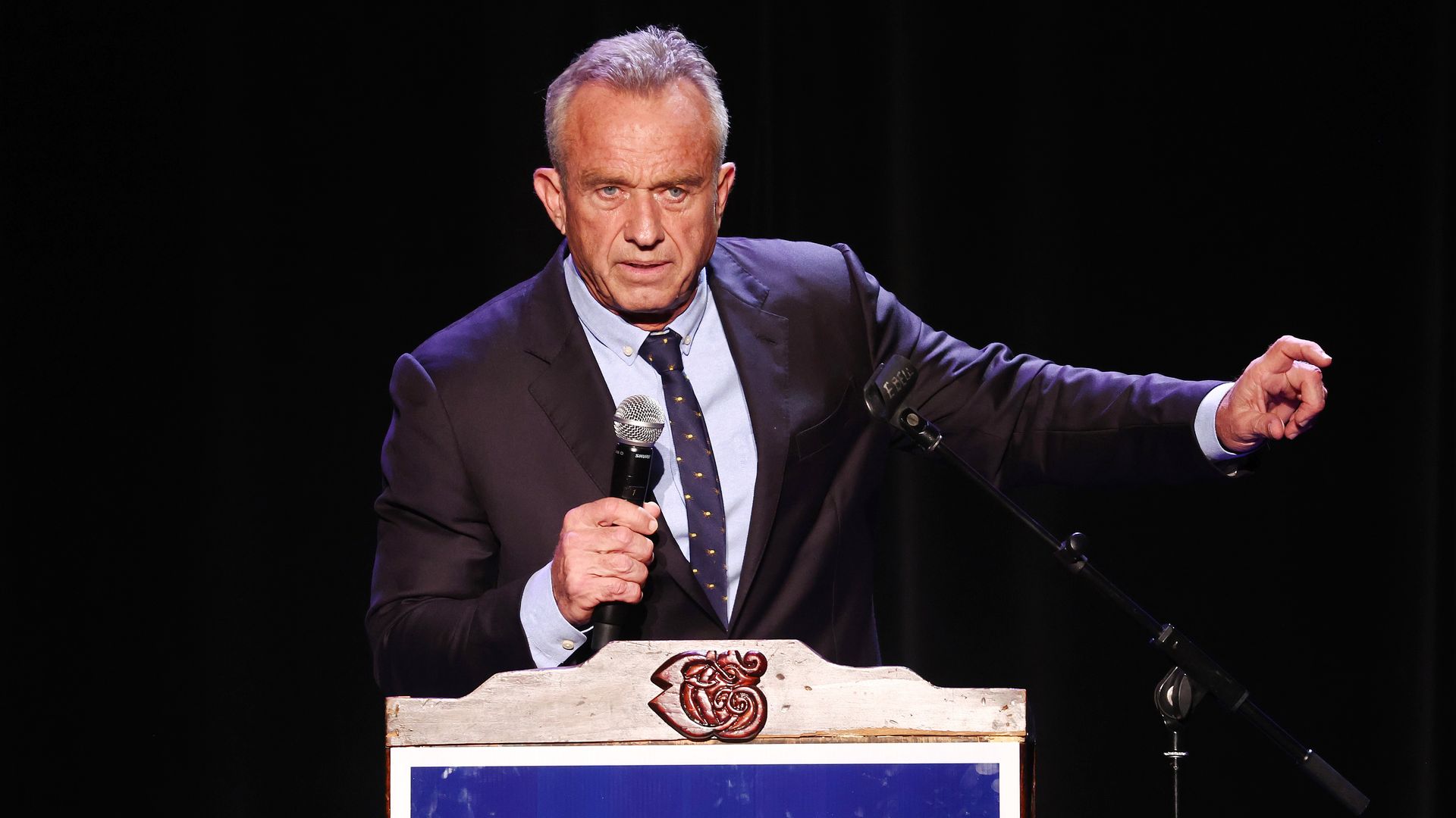 Robert F. Kennedy Jr. speaks at a Hispanic Heritage Month event on September 15, 2023 in Los Angeles, California. 