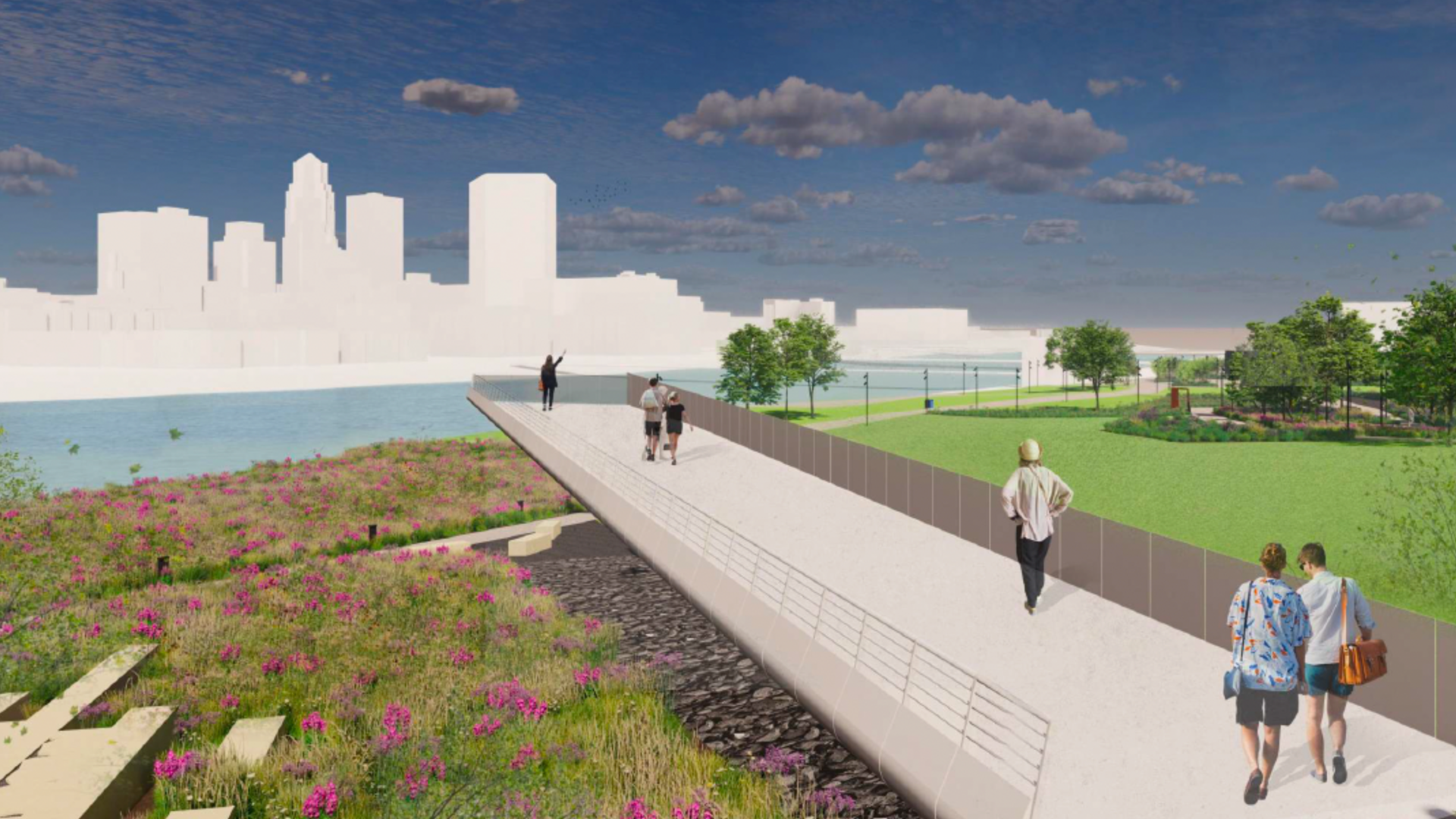 A rendering of Two Rivers Park.