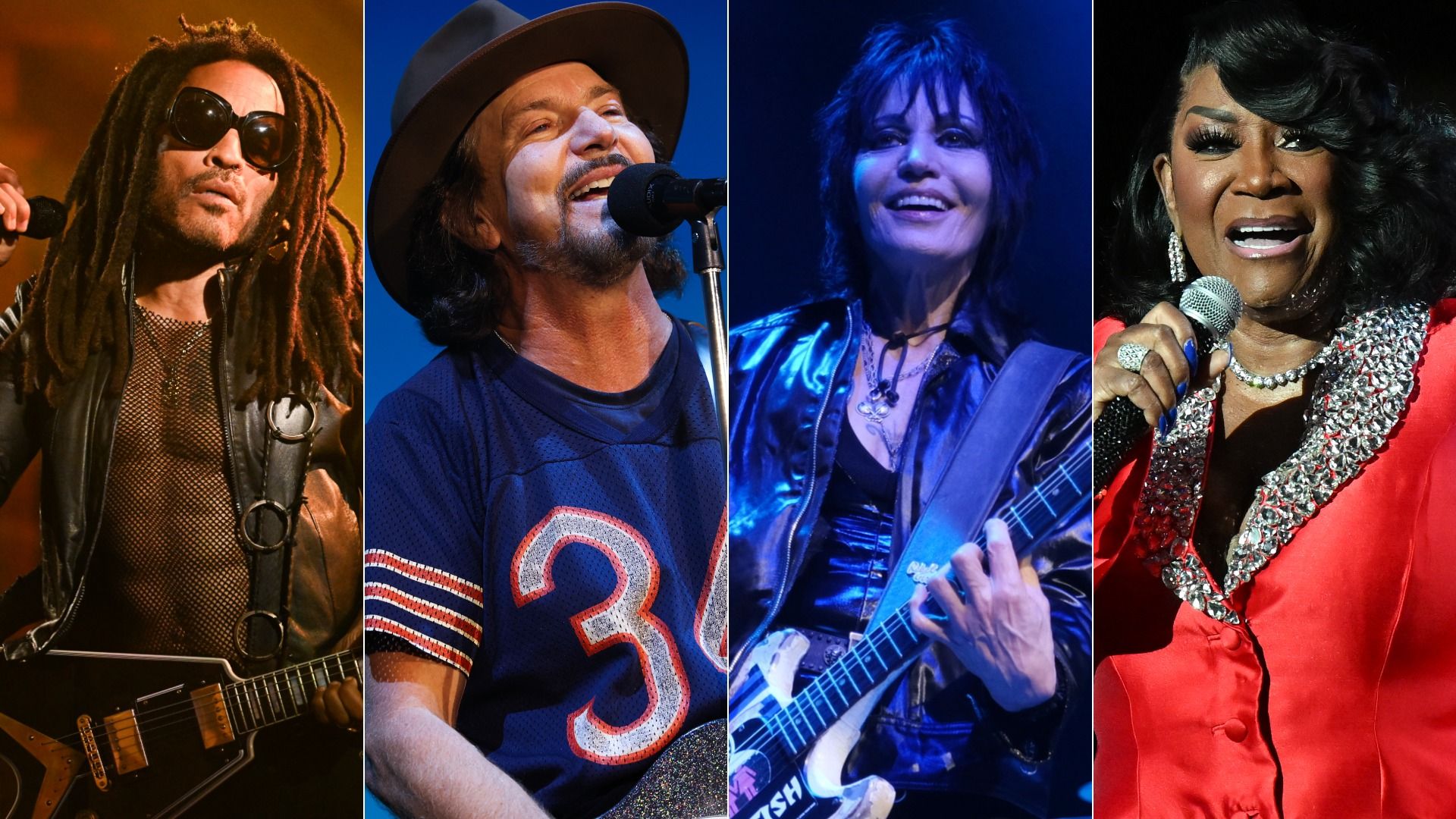 Photo shows Lenny Kravitz, Eddie Vedder, Joan Jett and Patti LaBelle.