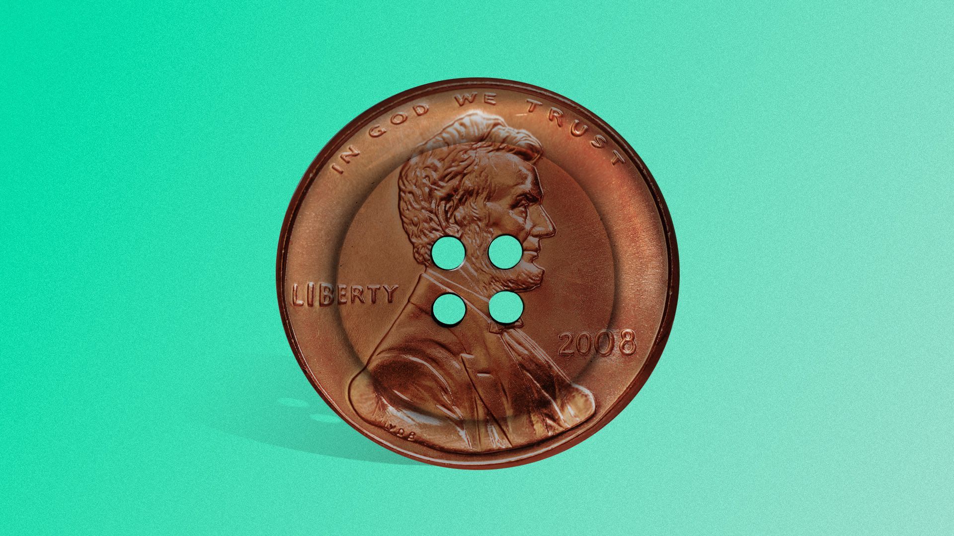 A penny that looks like a button.