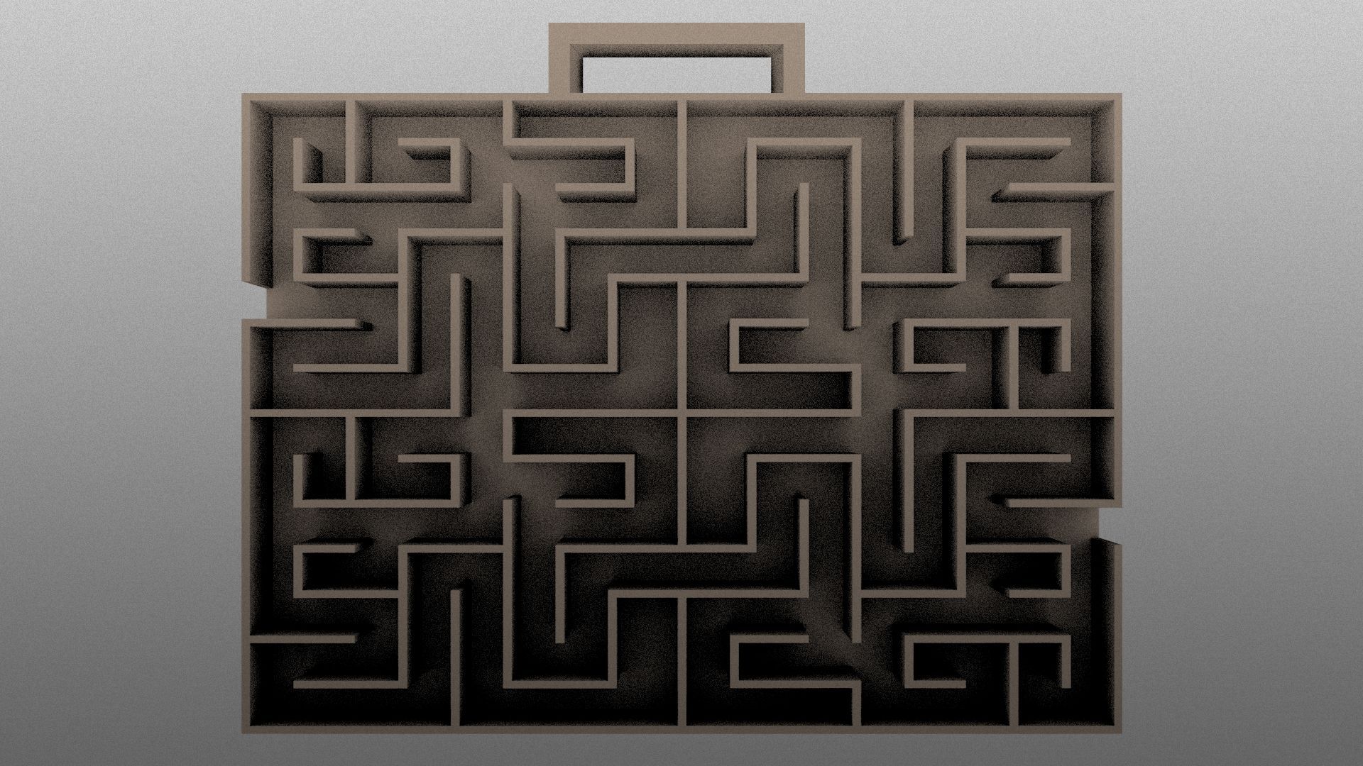 Illustration of a maze in the shape of a briefcase