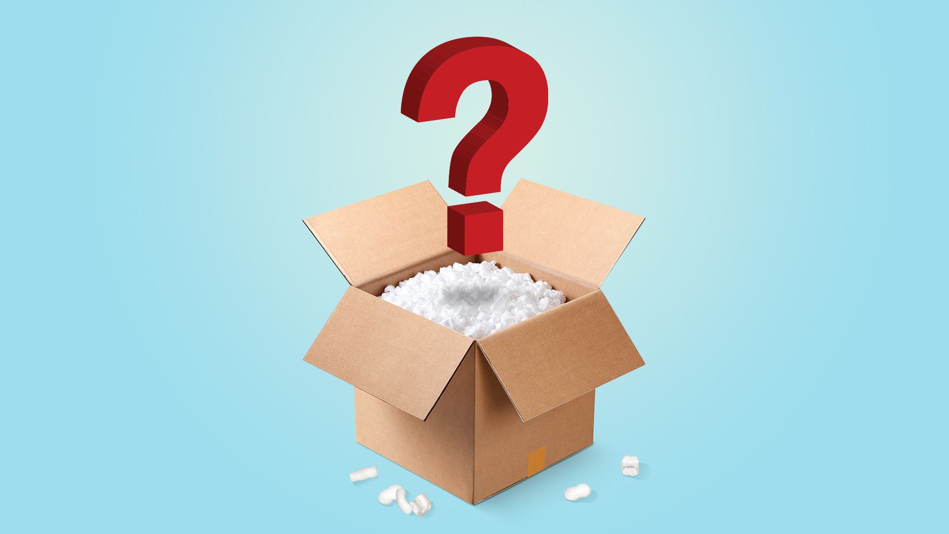 Illustration of a question mark coming out of a shipping box.