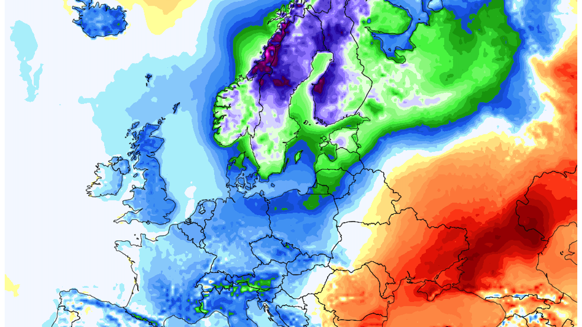 Picture of projected temperature anomalies, some look green and some look red